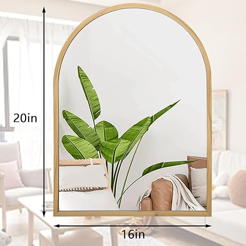 Miniatura 51 de Espejo de pared arqueado negro con marco de aleación de aluminio, espejo de baño de metal cepillado, espejo montado en la pared para sala de estar