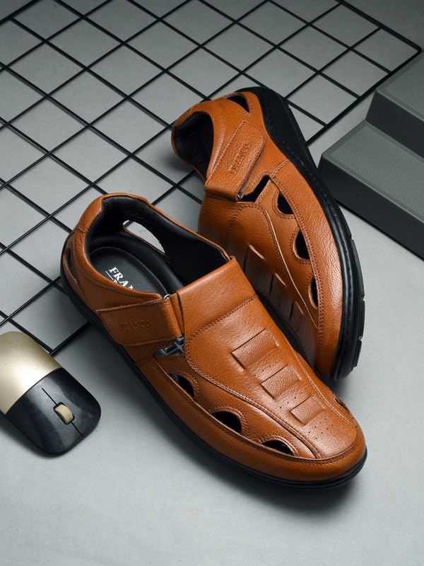 Image of FRANCO Black Leather Roman Slipper For Men