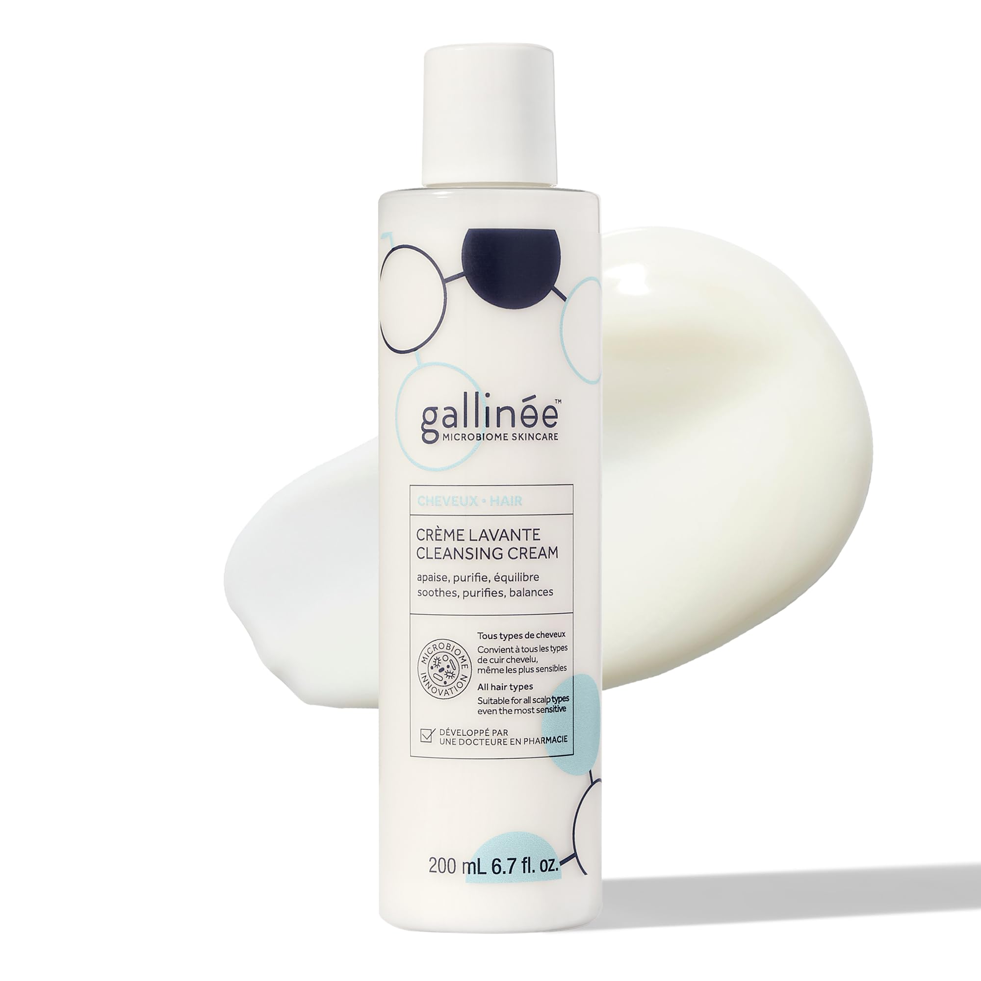 Gallinée - Crème Lavante Cheveux - Shampoing sans Sulfate pour Cuir Chevelu Sensible - Shampoing Antipelliculaire - Soin des Testé Dermatologiquement - Pour tous types de - 200 ml