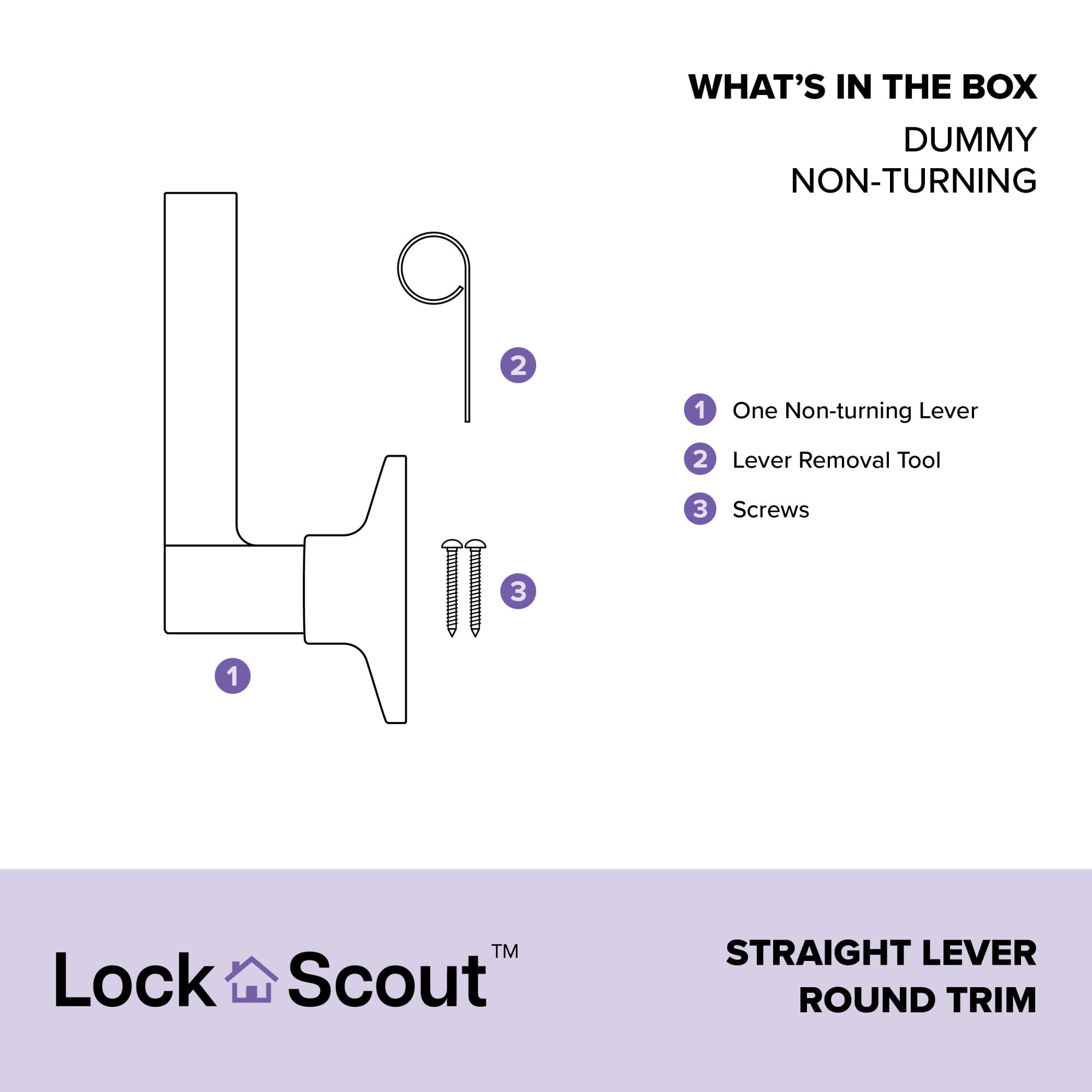 Lock Scout Straight Lever with Round Trim Dummy Door Handle, Matte Black Finish - Image 3