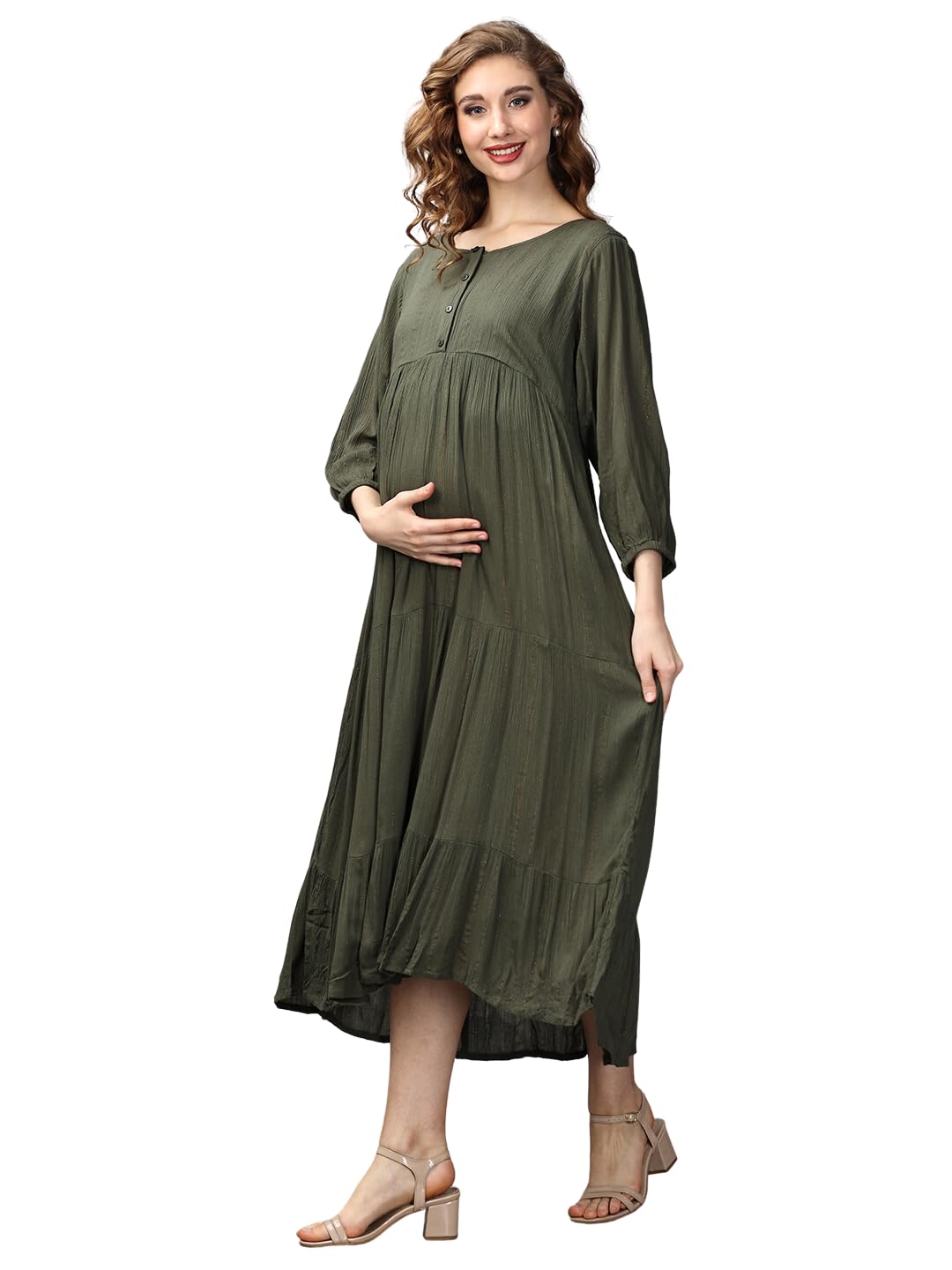 THE MOM STORE Maternity and Nursing Dress | Viscose Rayon | Front Zipper for Easy Feeding | Pre and Post Pregnancy | Comfortable | Casual Wear |