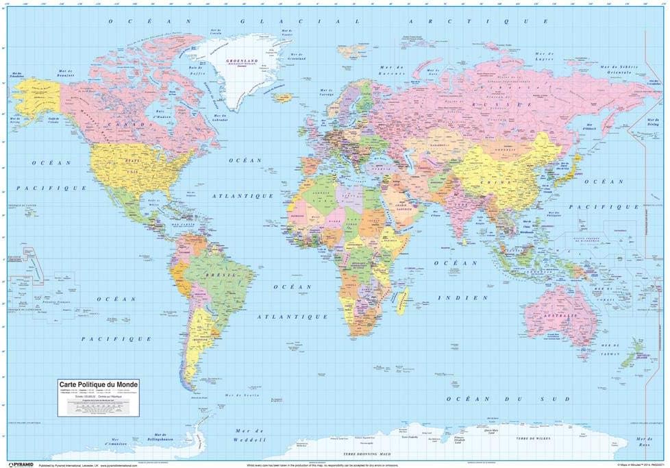 Amazon Com Pyramid America Carte Politique Du Monde World Map In French Educational Laminated Dry Erase Sign Poster 36x24 Posters Prints Carte Politiche