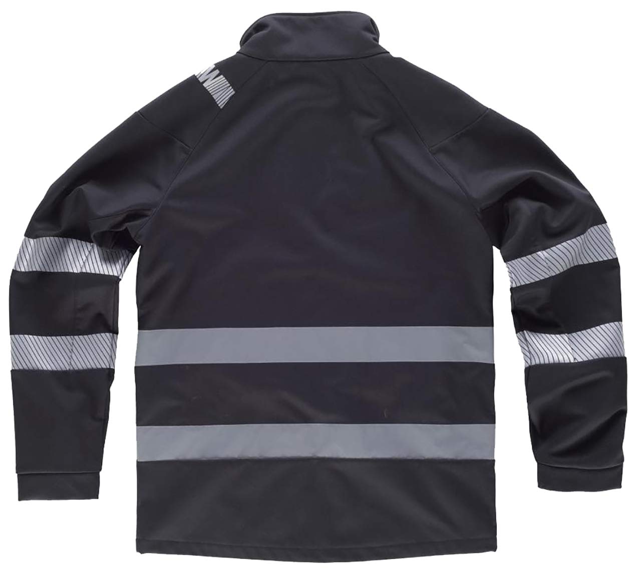 WorkTeam Chaqueta Workshell con Cintas Reflectantes Discontinuas, Cosidas y Pegadas. Chaqueta Cortavientos, Repelente al Agua, Membrana Interior Transpirable y Alta Capacidad Térmica. Unisex Negro L