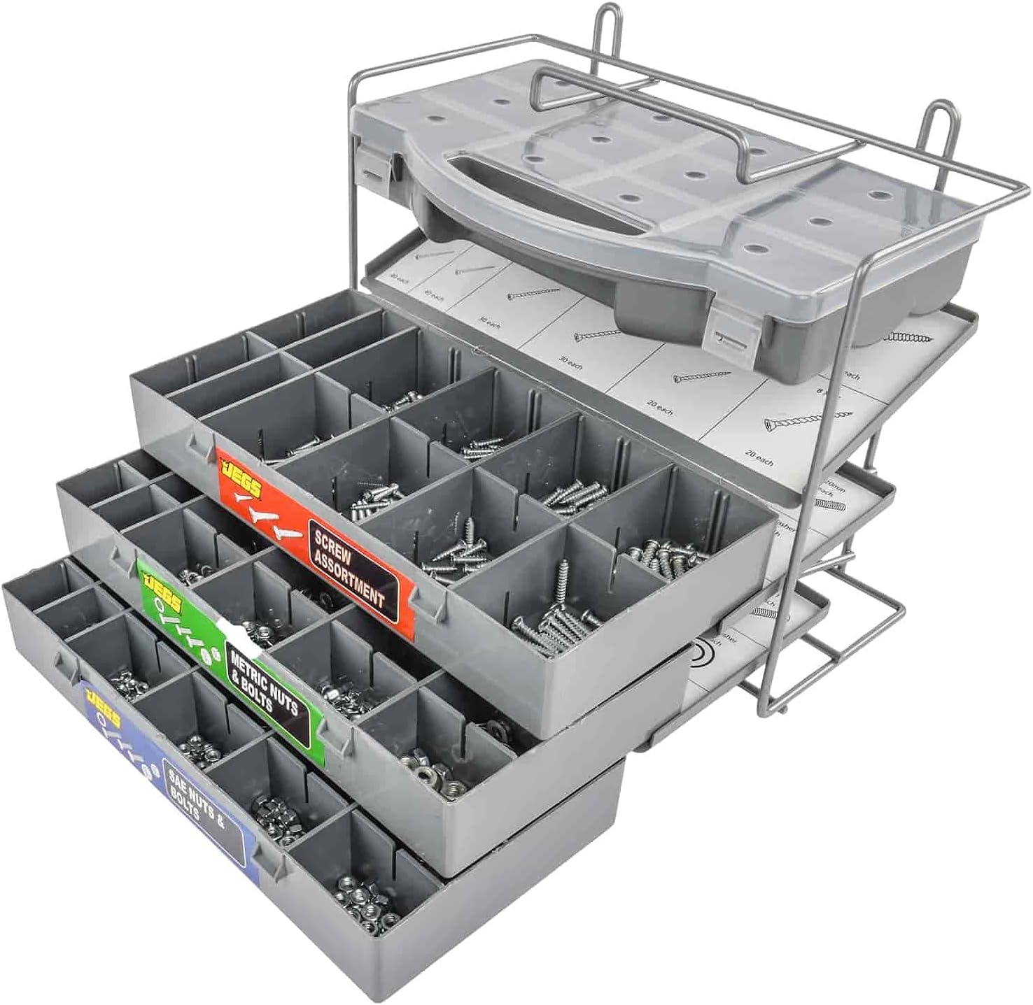 JEGS Screw & Bolt Assortment 1200 Pieces Includes Wood