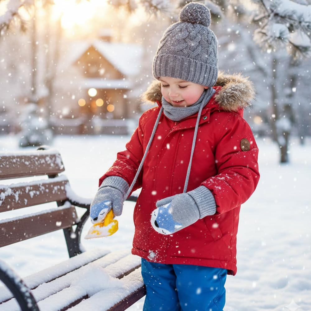 Lot de 2 paires de gants tricotés pour enfants de 0 à 3 ans