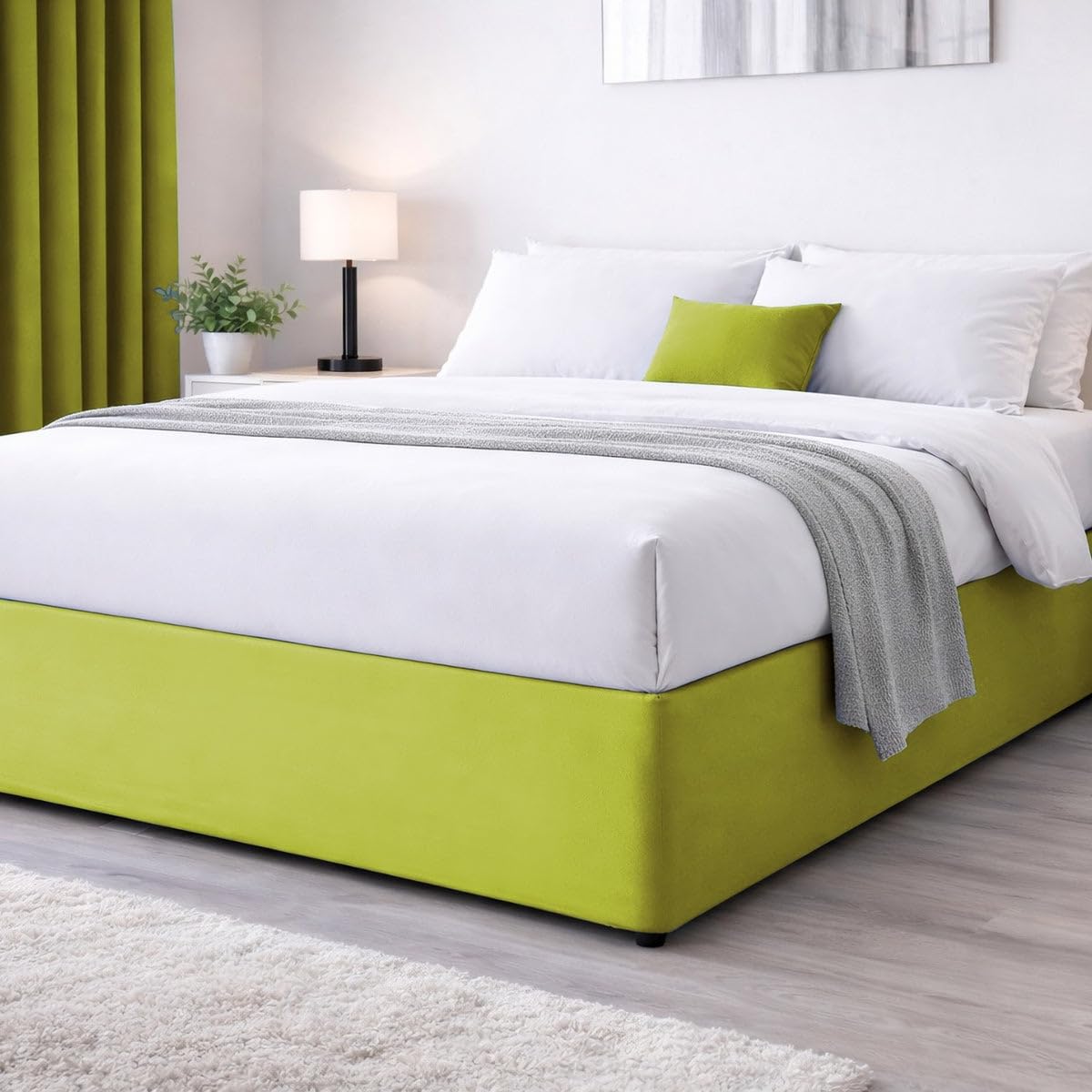 John Aird Elasticated Bed Valance Divan Base Cover Skirt (Lime, Small Double) — image 1