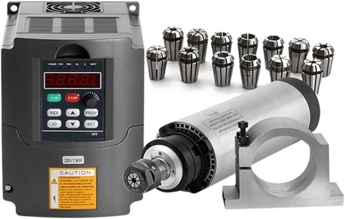 Spindle Motor Kits 1.5kw 4 Bearing Air Cooled Spindle Milling 220 VFD with 65mm Clamp and 13pcs ER11 Collet for DIY