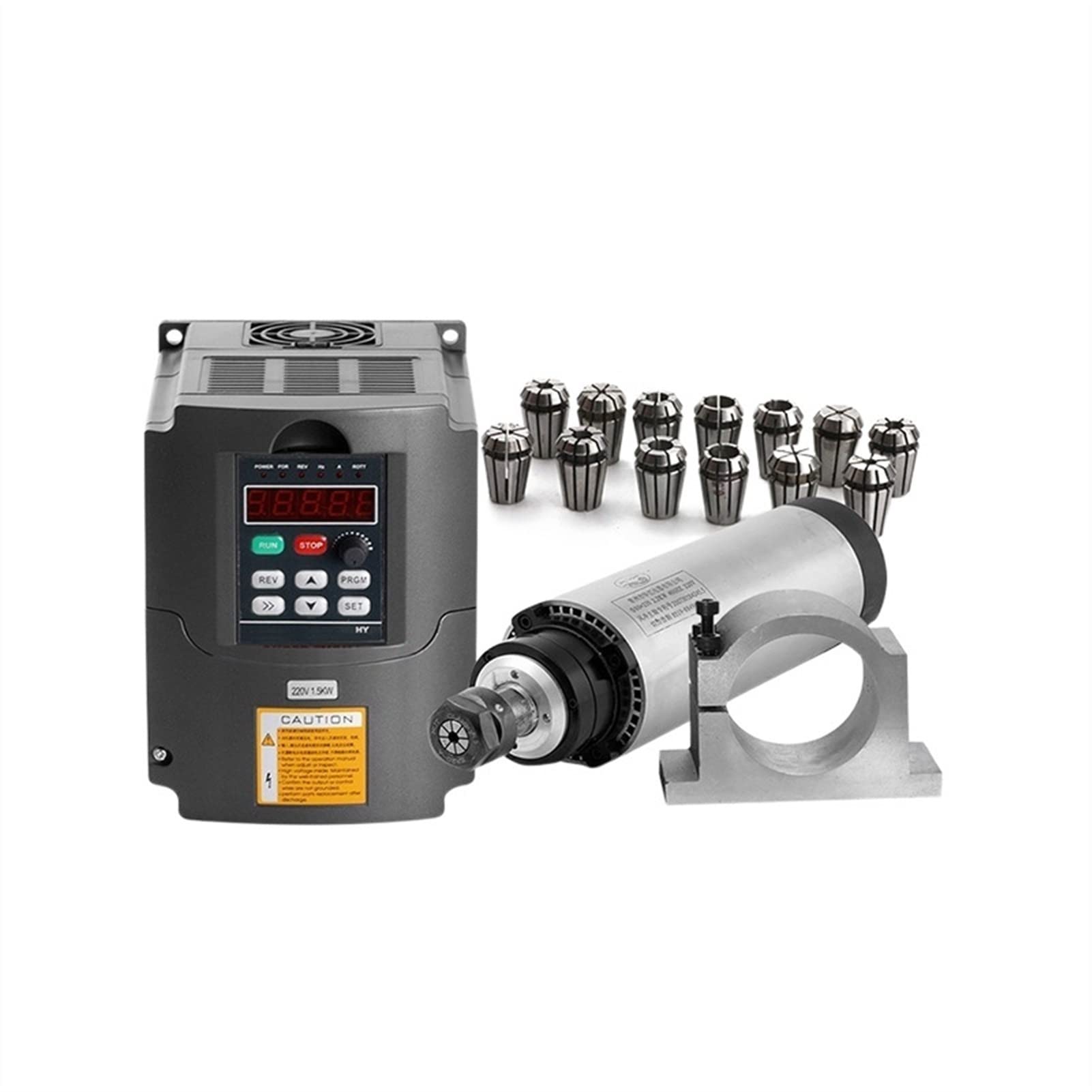 CVFRDD CNC Spindle Motor Kit 1.5kw 4 Bearing Air Cooled Spindle Milling CNC 220 VFD With 65mm Clamp AND 13pcs ER11 Collet