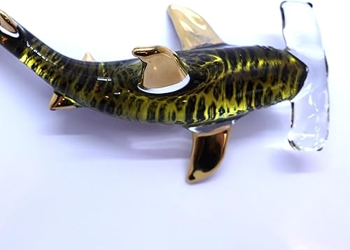 Miniatura 9 de Figuras en miniatura de tiburón martillo animales marinos pintados a mano arte de vidrio soplado adorno dorado regalo coleccionable decorar