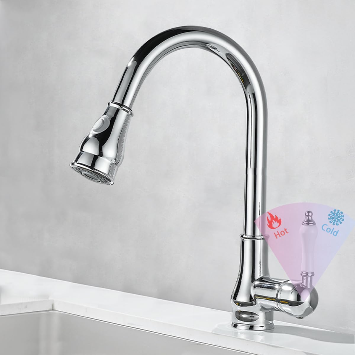 Grifo de cocina cromado mezclador cocina con ducha extraíble 2 modos