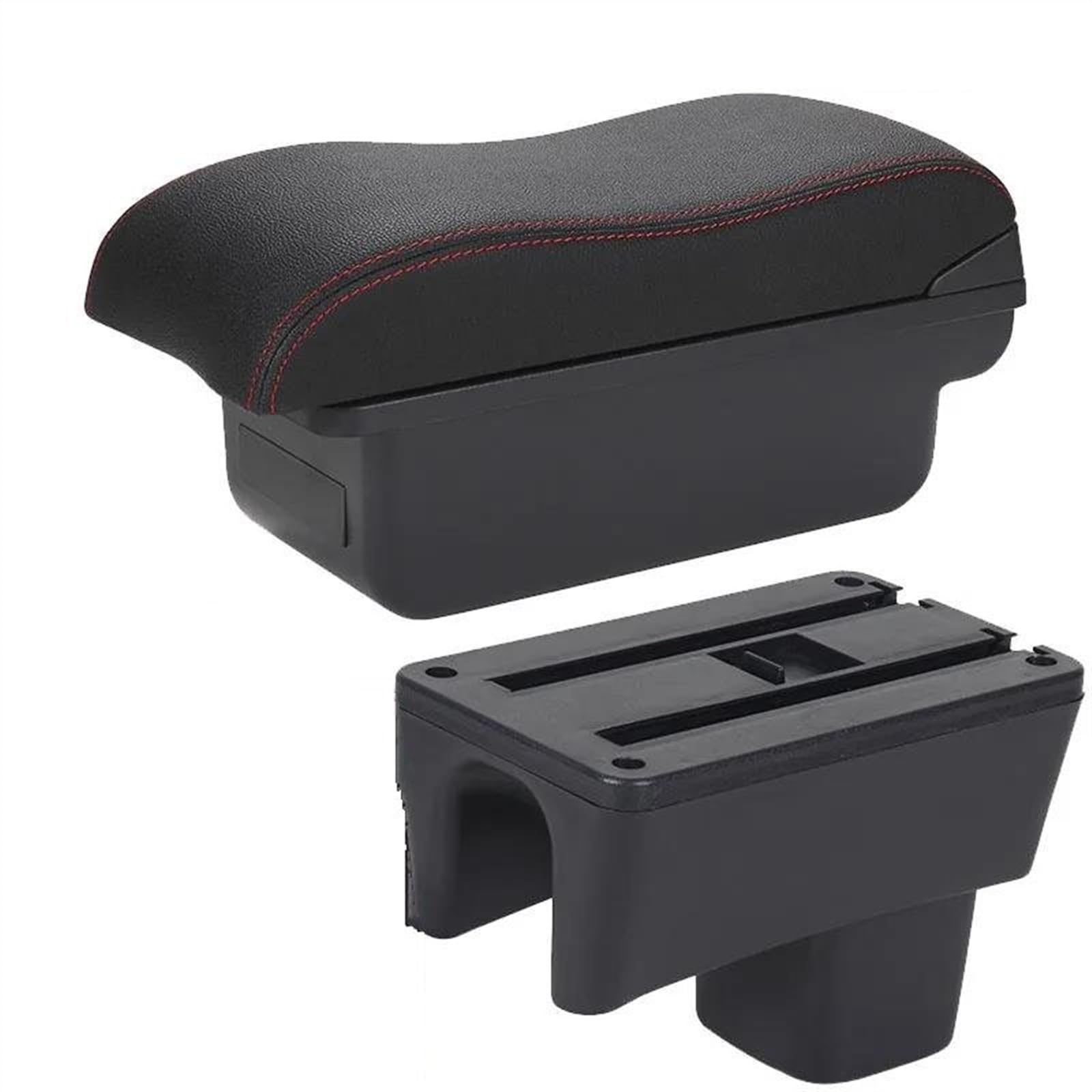 Car Armrest Box Curved Surface Storage Easy To Install Dedicated For Swift 2005-2023(C1 Black red NO USB)