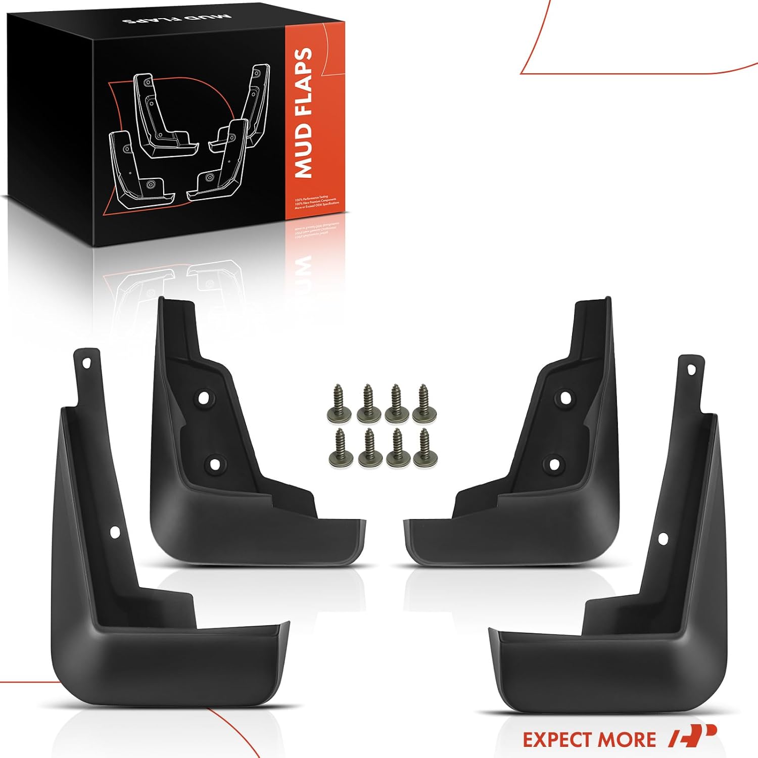 A-Premium Mud Flaps Compatible with Chevrolet Cruze 2016 2017 2018 2019 Sedan, No Drilling Required Mud Guards with Hardware Accessories, Set of 4 Front and Rear
