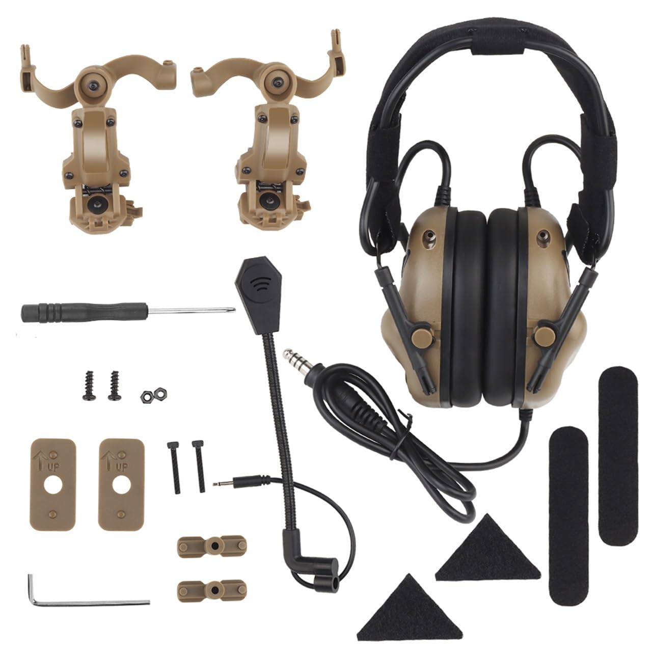 Casque Fast Tactique Et Protège-Oreilles De Sécurité avec Microphone Amovible Et Adaptateur De Rail Réglable À 360° pour La Protection des Oreilles, Sport CS Game Cosplay