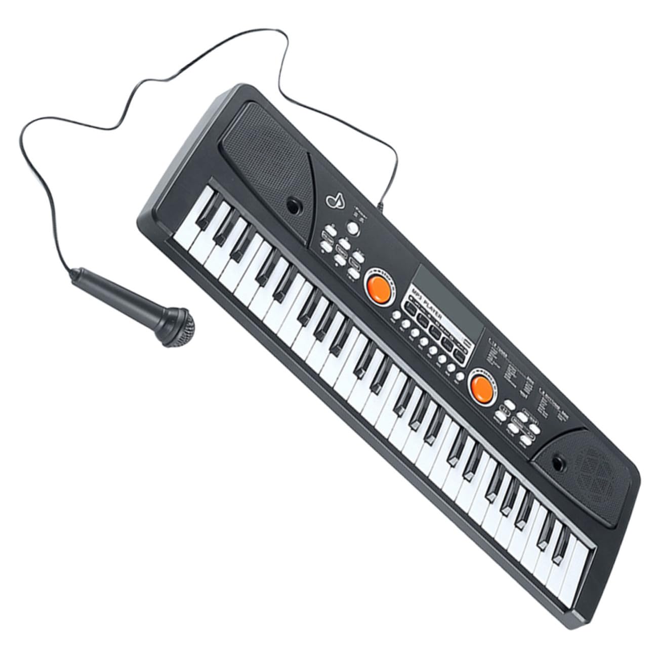 ERINGOGO Tastiera Elettronica per Bambini 49 Tasti Nero con Microfono Giocattolo Musicale Multifunzionale in Plastica per Apprendimento e Divertimento Natalizio