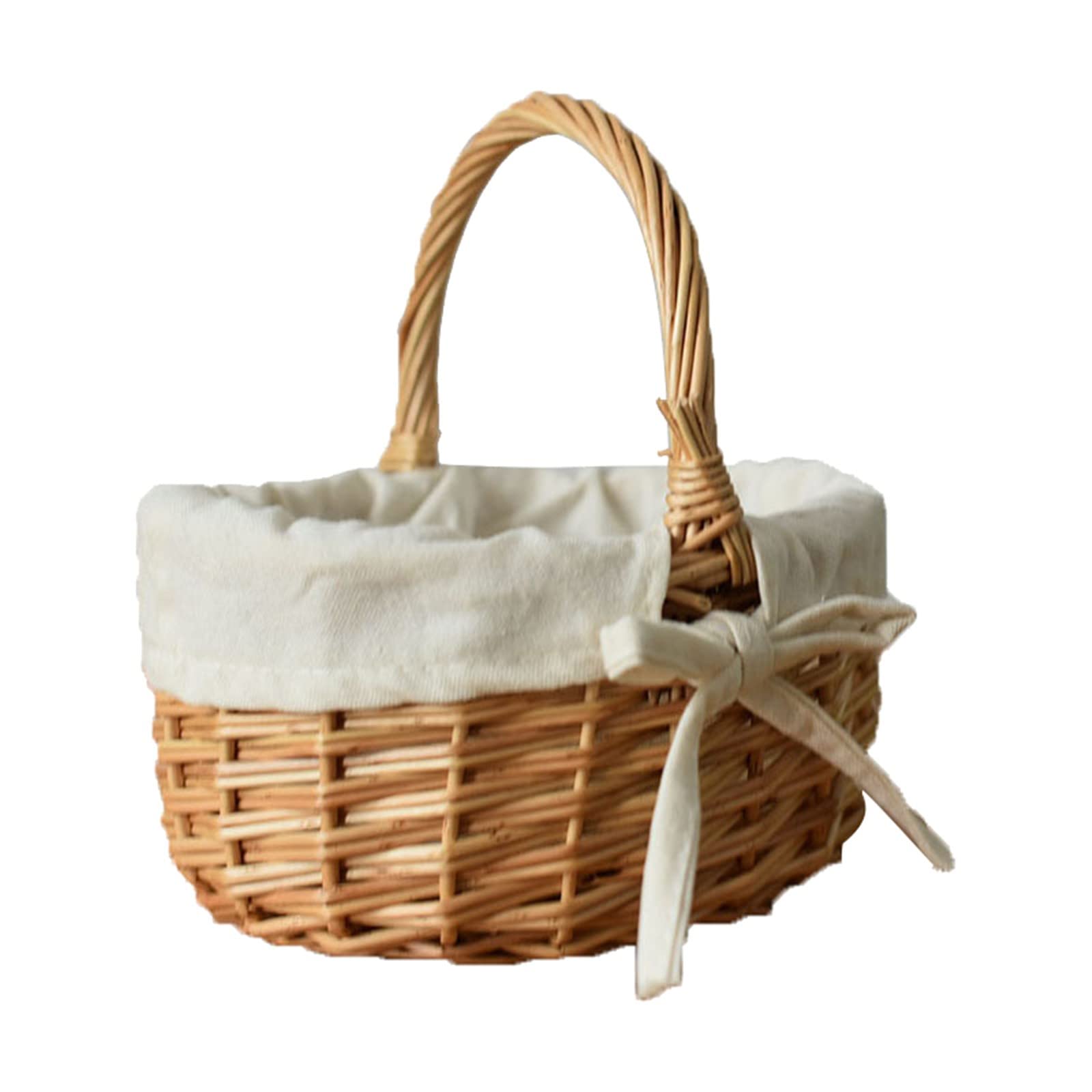 Cestino pasquale per bambini, cestino da picnic in vimini intrecciato a mano, con manico pieghevole, per frutta, picnic, uova, cestino regalo pasquale per frutta, caramelle, vino, raccolta uova