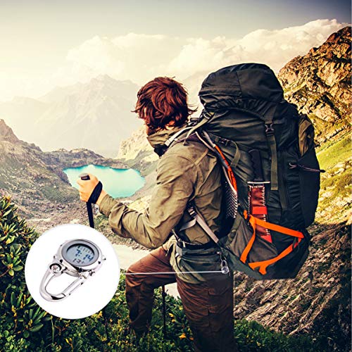 IMIKEYA Relógio de bolso com mostrador digital, superfície prata brilhante, mosquetão, mochila, five