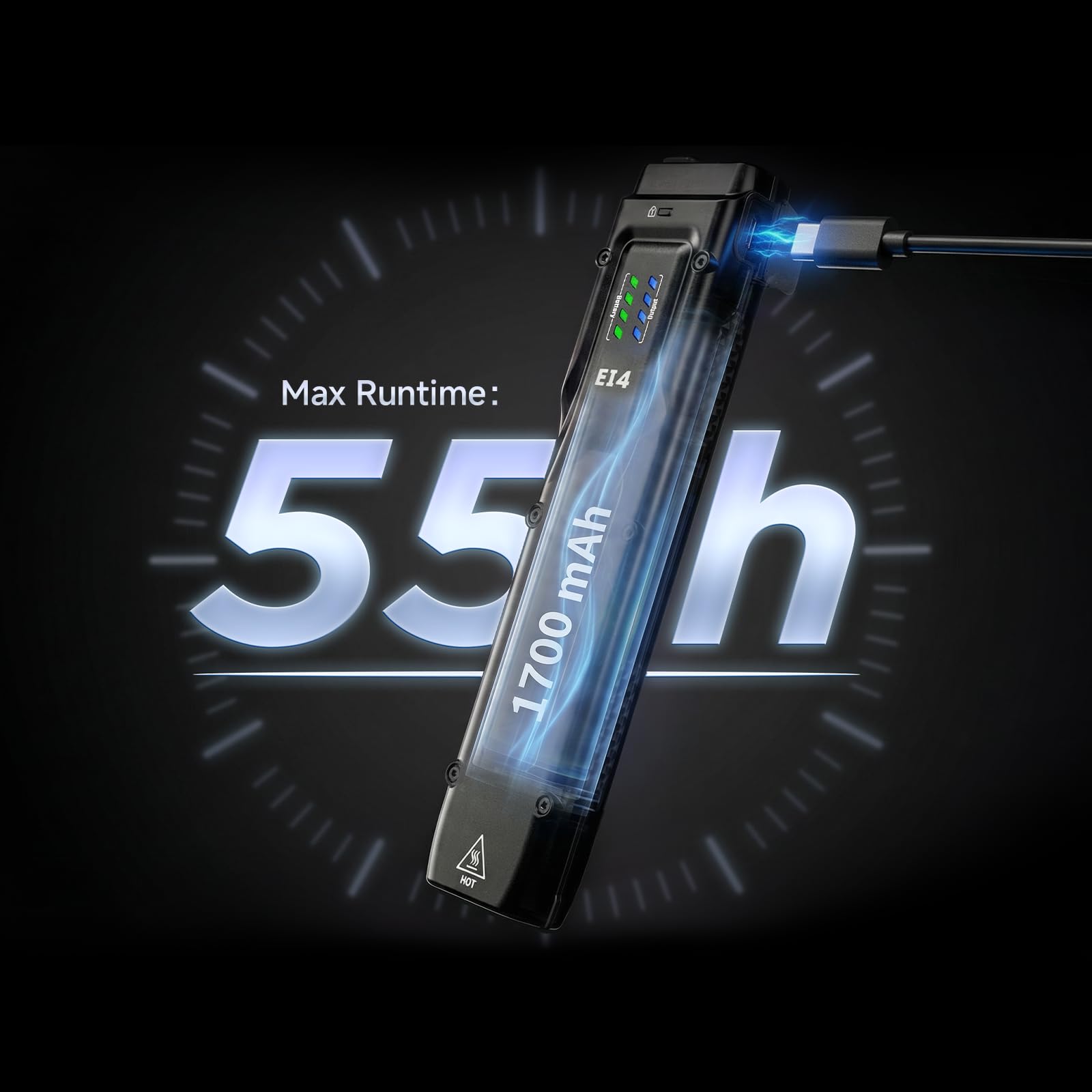 AIMWIN EI4 Torcia EDC LED Potente 3000 Lumen Torcia Ricaricabile USB C Portata 300m Torcia Tattica Piatta per Outdoor Campeggio Sicurezza Doppio Interruttore Posteriore Turbo Stroboscopio