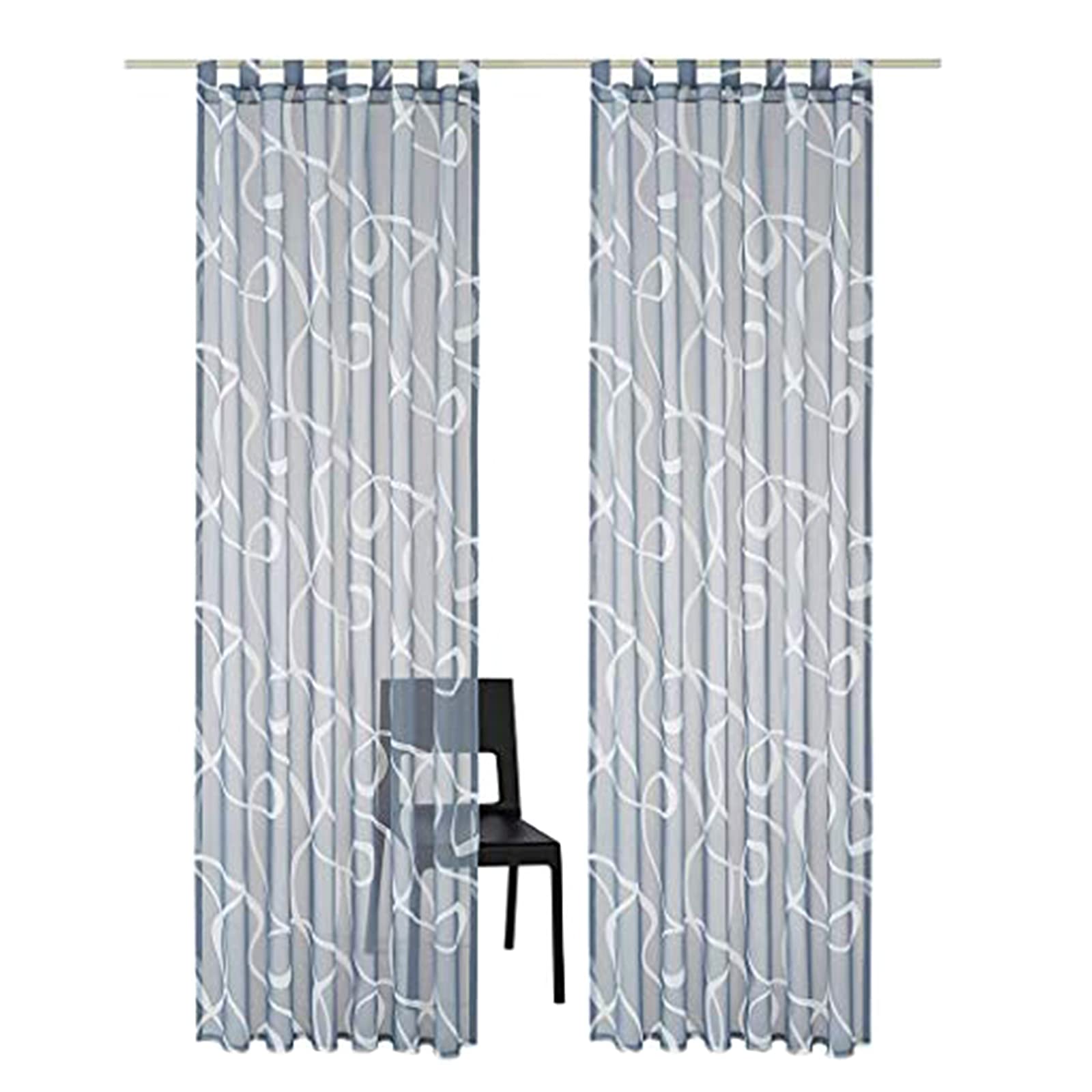 SIMPVALE 2 Panels Sheer Curtain - Classical Solid Voile Curtains with Tab Top - for Bedroom Living Room Balcony (Width 140cm/Drop 225cm, Grey) — image 1