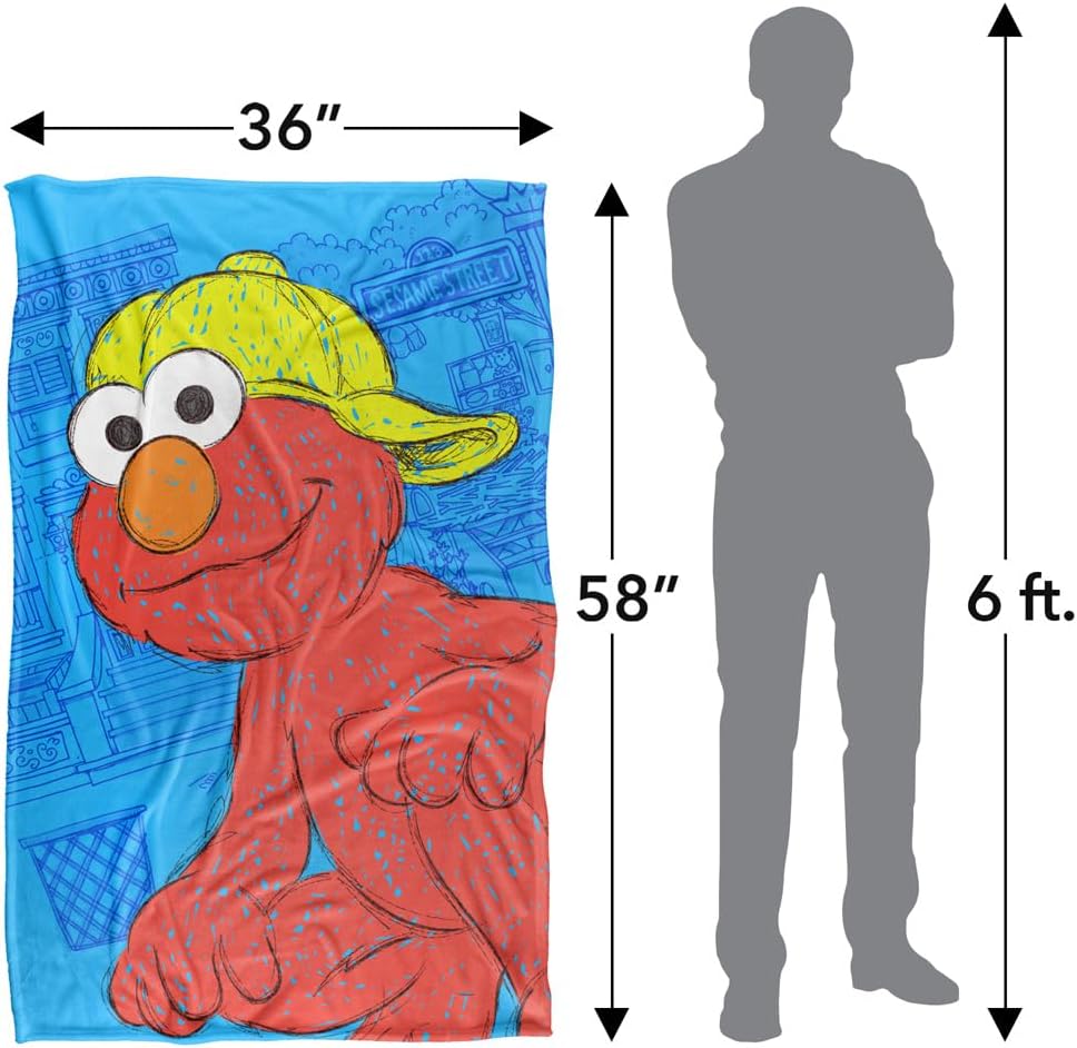 Sesame Street Blanket, 36"x58" Big Elmo On The Street Kids Silky Touch Super Soft Throw Blanket