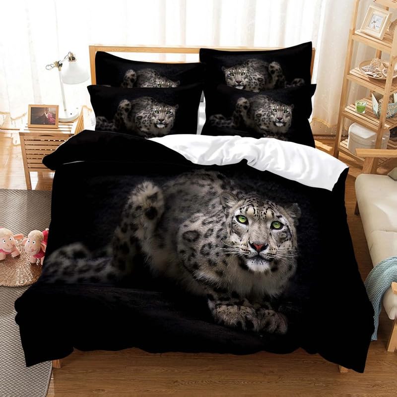 Parure de lit 90x190 animaux noirs microfibre indéformable 110g/㎡ douce pour chambre enfant