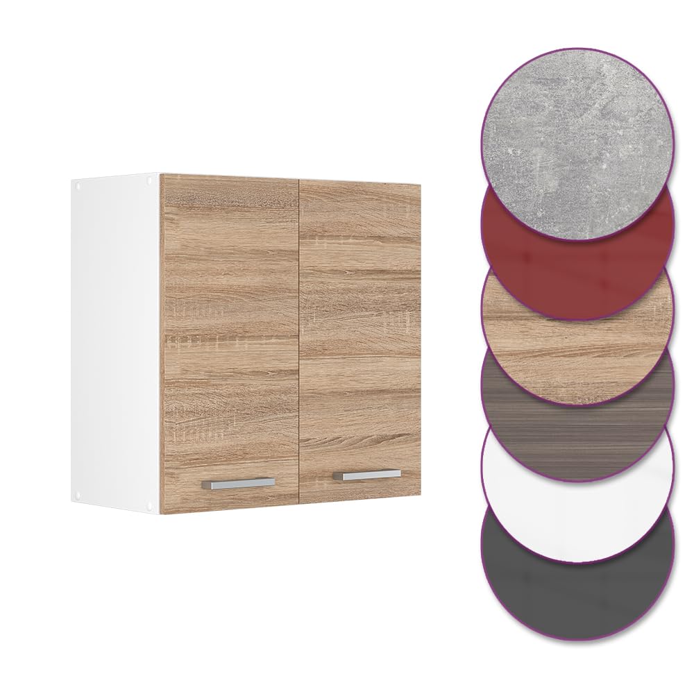 Vicco Pensile da cucina R-Line, Sonoma, 60 cm, per la libera combinazione all'interno di sistemi cucina modulari