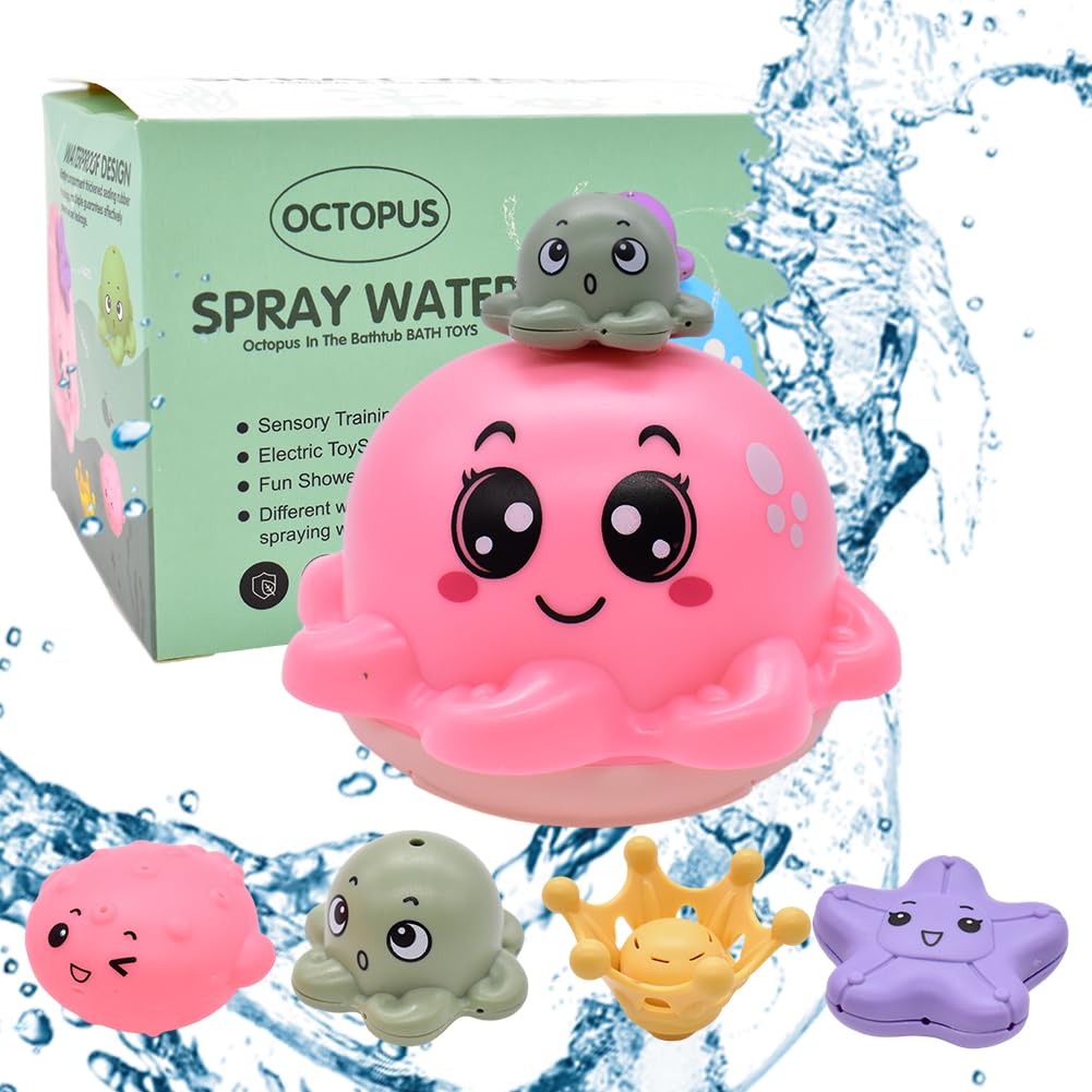 Juguetes de Baño, Juguetes Juguetes de Bolas de Agua de Pulpo Niños para Bebe 6-12 Meses 1 2 3 4 Años, Pulpo Agua Piscina Juguetes Regalos Baby Bath Toys Regalo de cumpleaños (Rosado)