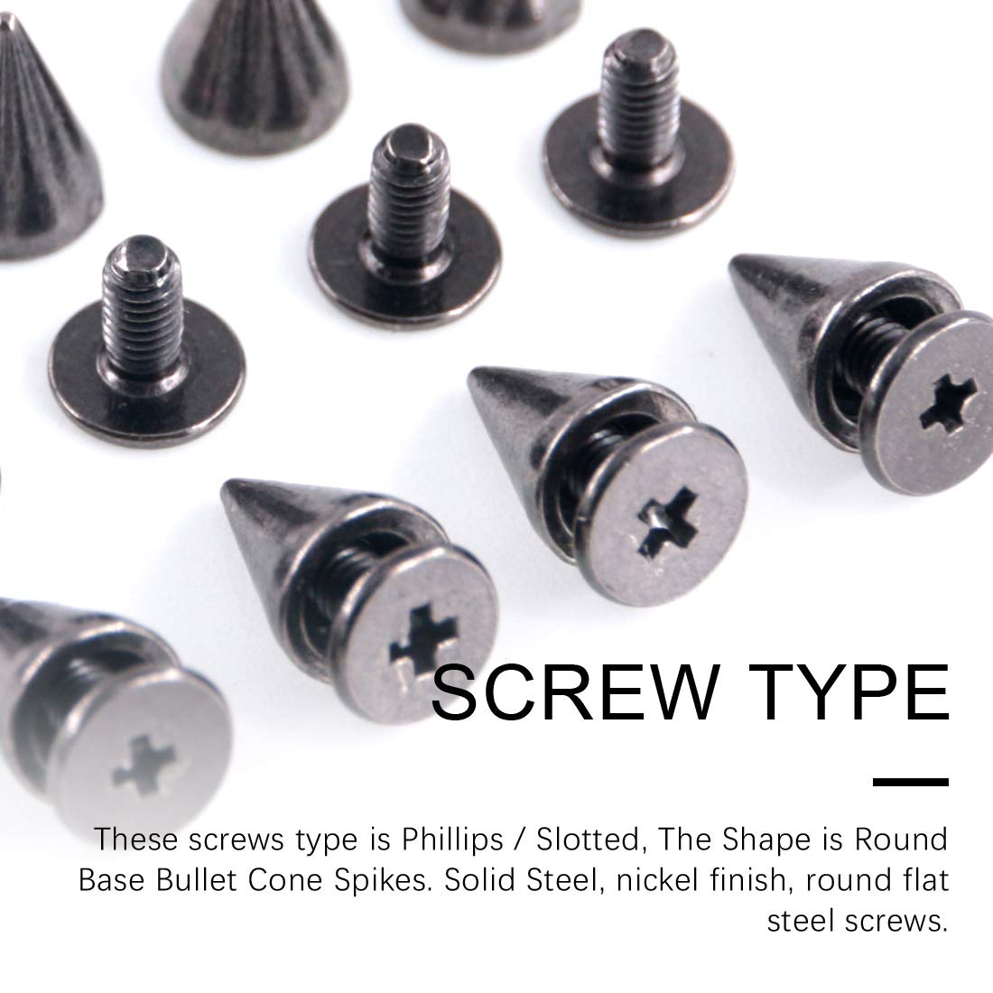 Swpeet 110 Paia Punte E Borchie A Cono Per Pelle - Metallo, 7x9.5mm, 4 Colori (Argento, Oro, Bronzo, Canna Di Fucile)