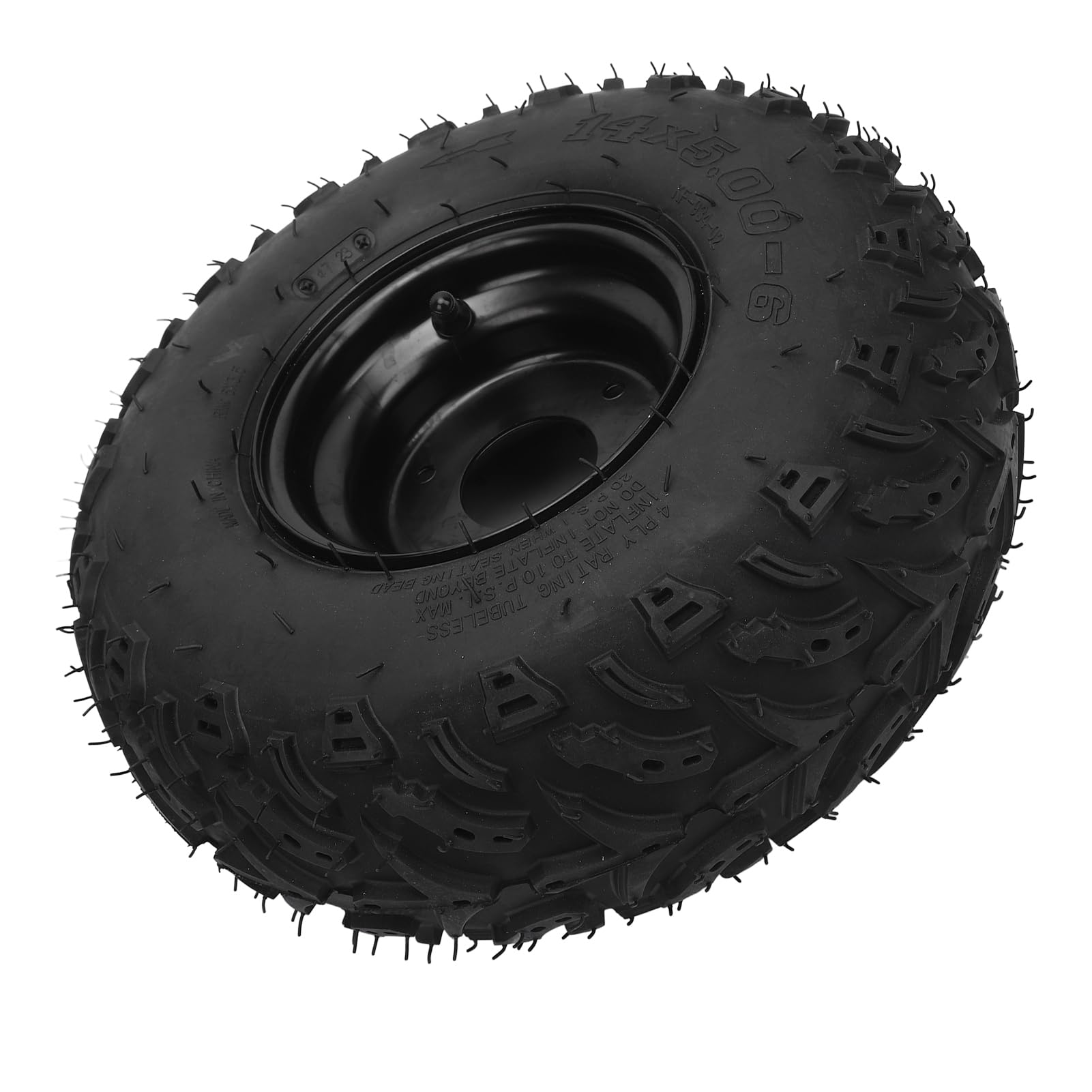 14X5.00 6 Pneumatici ATV Cerchio in lega di alluminio nero 3 fori 6PR Pneumatici in gomma antiforatura per Go Kart Fuoristrada Carrello Tutti i terreni