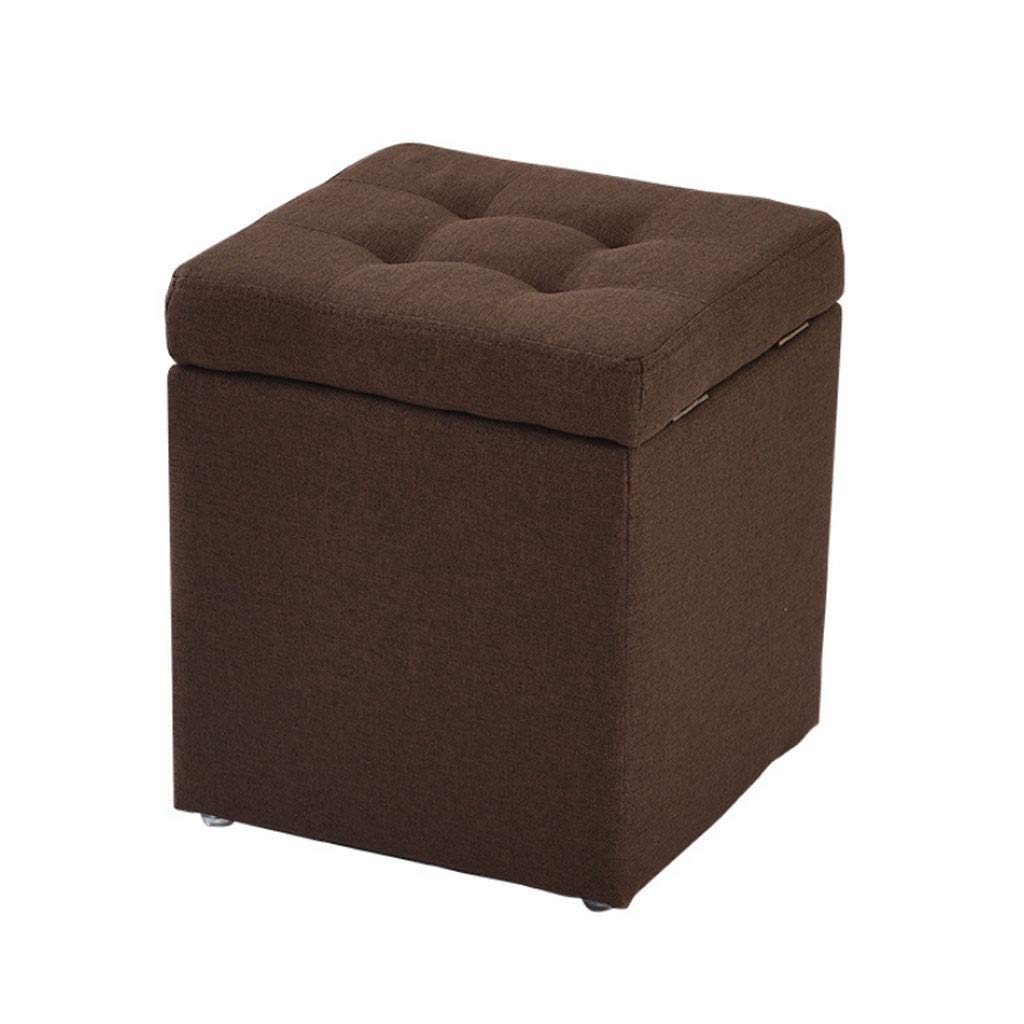 Repose-pieds 30x30x35cm avec rangement en coton et lin pour salon | CHEWYNP