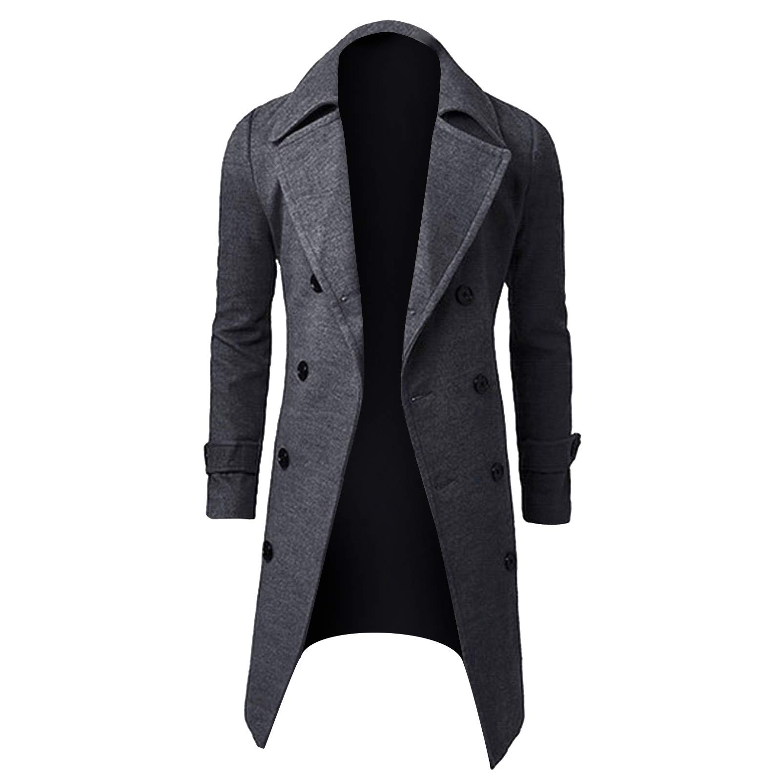 NUSGEAR 2022 Abrigo hombre invierno, Sobretodo Mezcla de Lana Botón de Manga Larga Gabardina de Color sólido Abrigo largo Moda Slim-fit Cortavientos Elegant caliente Chaquetas parka invierno Outwear traje