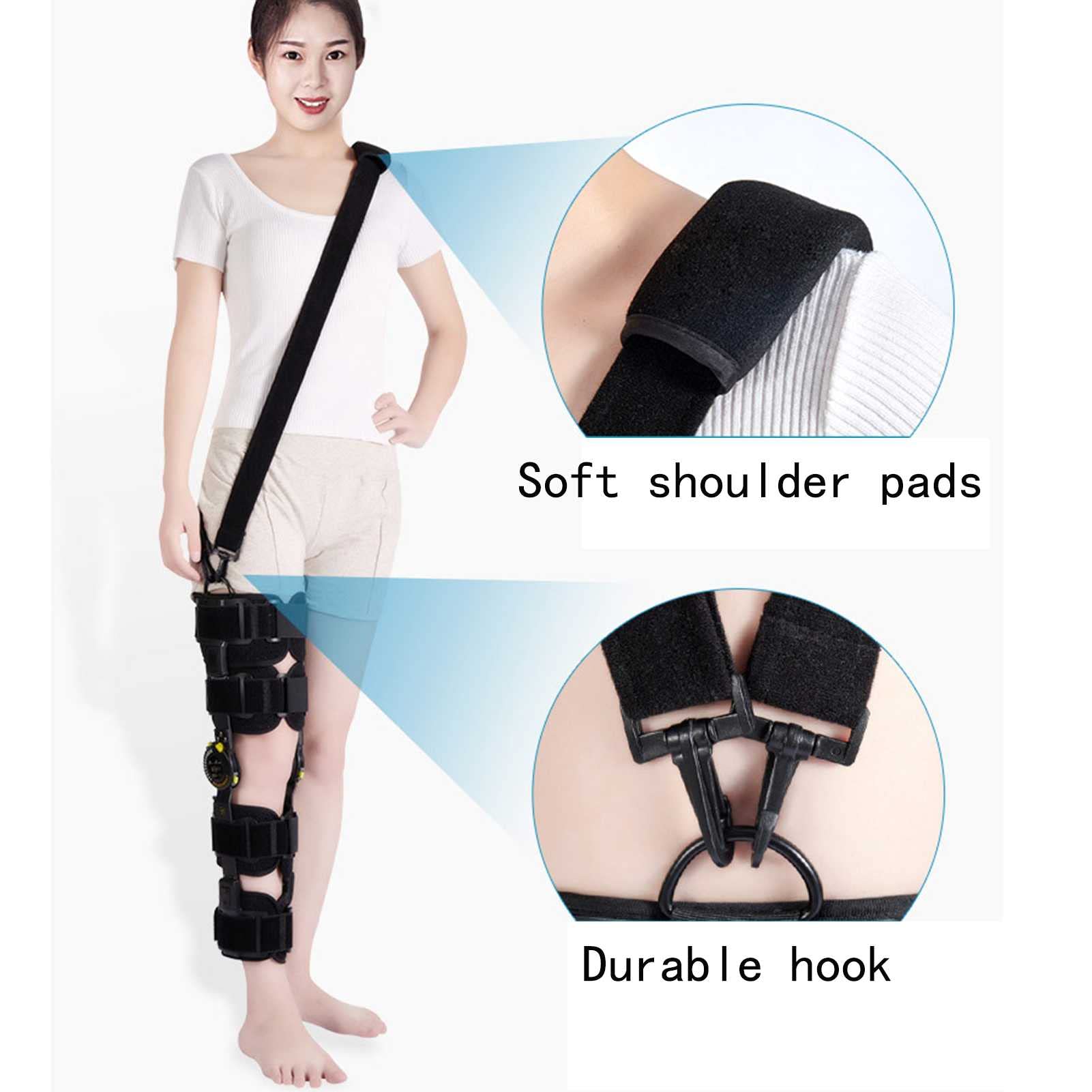 Regulowane Stabilizatory Kolan Z Zawiasami, Stabilizator Stawu Kolanowego, Oddychający, Regulowany Aluminiowy Wspornik, Stabilizator Boczny, Stabilizator Po Rekonwalescencji,Black-LEFT