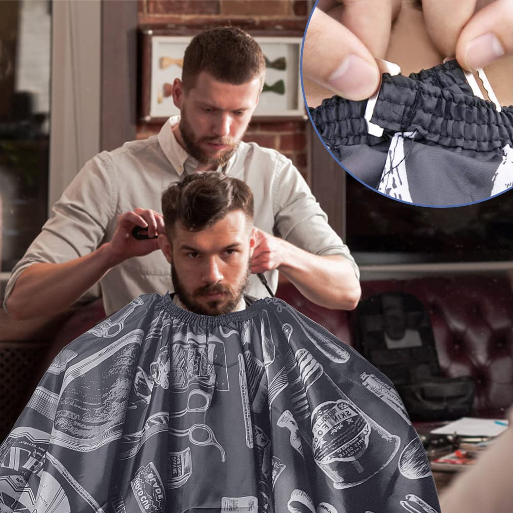 Haarschneideumhang Set 2 Stück Erwachsene Friseurumhang Delphin Muster Kinder Haarschneide Umhang Verstellbar Haar Salon Cape Frisörumhang mit Nackenbürste Nackenpinsel Haarkamm für Barbier