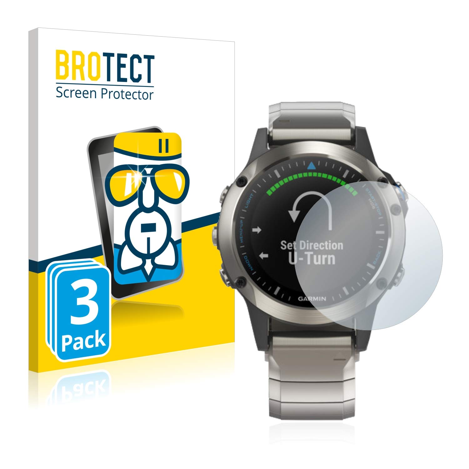 Brotect Pellicola In Vetro Ibrido Per Garmin Quatix 5 – AirGlass 9H Anti Graffio E Anti Impronta