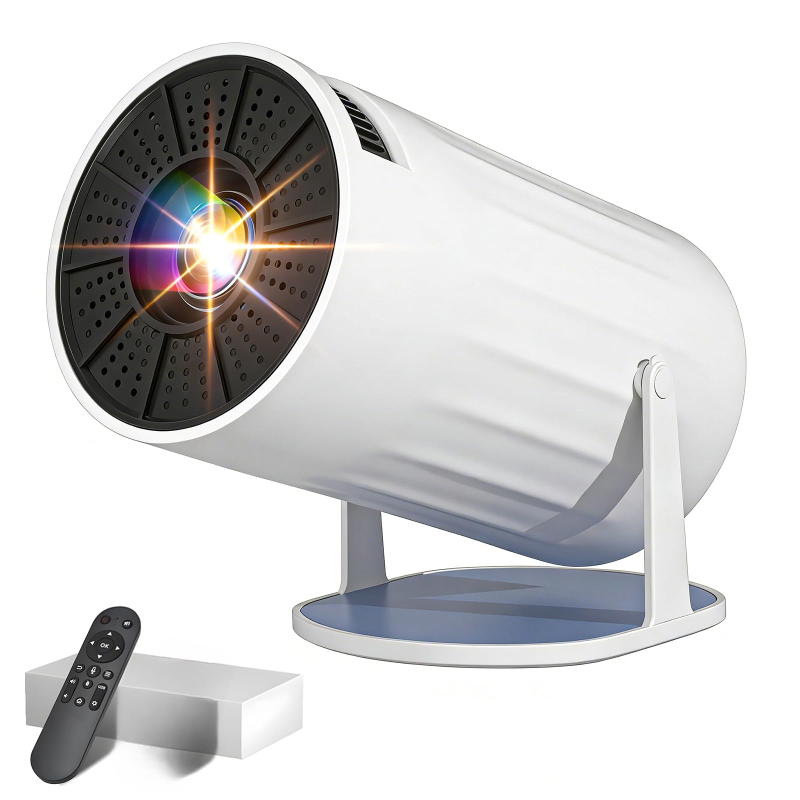 Mini rzutnik, przenośny projektor kina domowego 4K 1080p z WiFi 6, Bluetooth 5.2, automatyczna korekcja trapezu, obrót o 180°, kompatybilny z iOS/Android/PC/TV