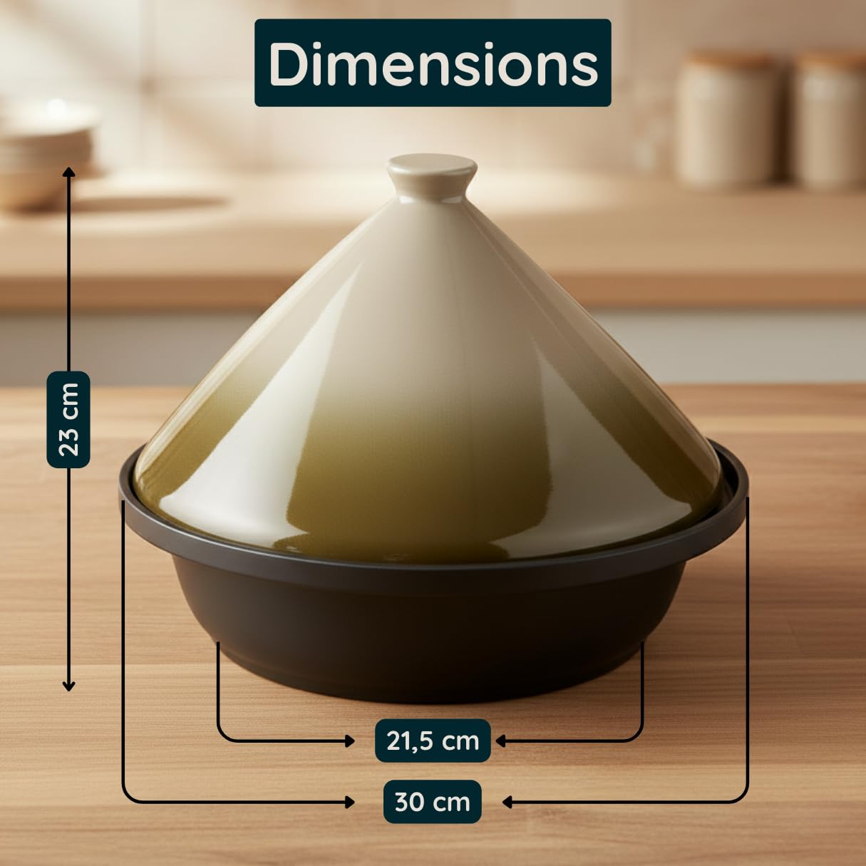 Tajine Induction Tous Feux Diamètre 30 cm - Revêtement antiadhésif - Couvercle Céramique – Fonte d’Aluminium – Marmite, Casserole, Plat pour une Cuisine Orientale Traditionnel
