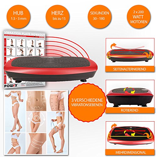 POWRX Vibrationsplatte Basic Duo inkl. Workout I Fitness Trainingsgerät inkl. Fernbedienung und Tubes Widerstandsbänder… – Bild 3