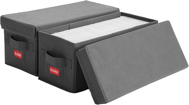 NUSWOR Premium CD Storage Box - 2 Pack - Grey