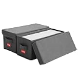 NUSWOR Premium CD Storage Box - Stackable CD Organizer Box with Lid - Holds 70 Jewel Cases - 14.37 x 5.5 x 6.3 inches - 2 Pack - Grey