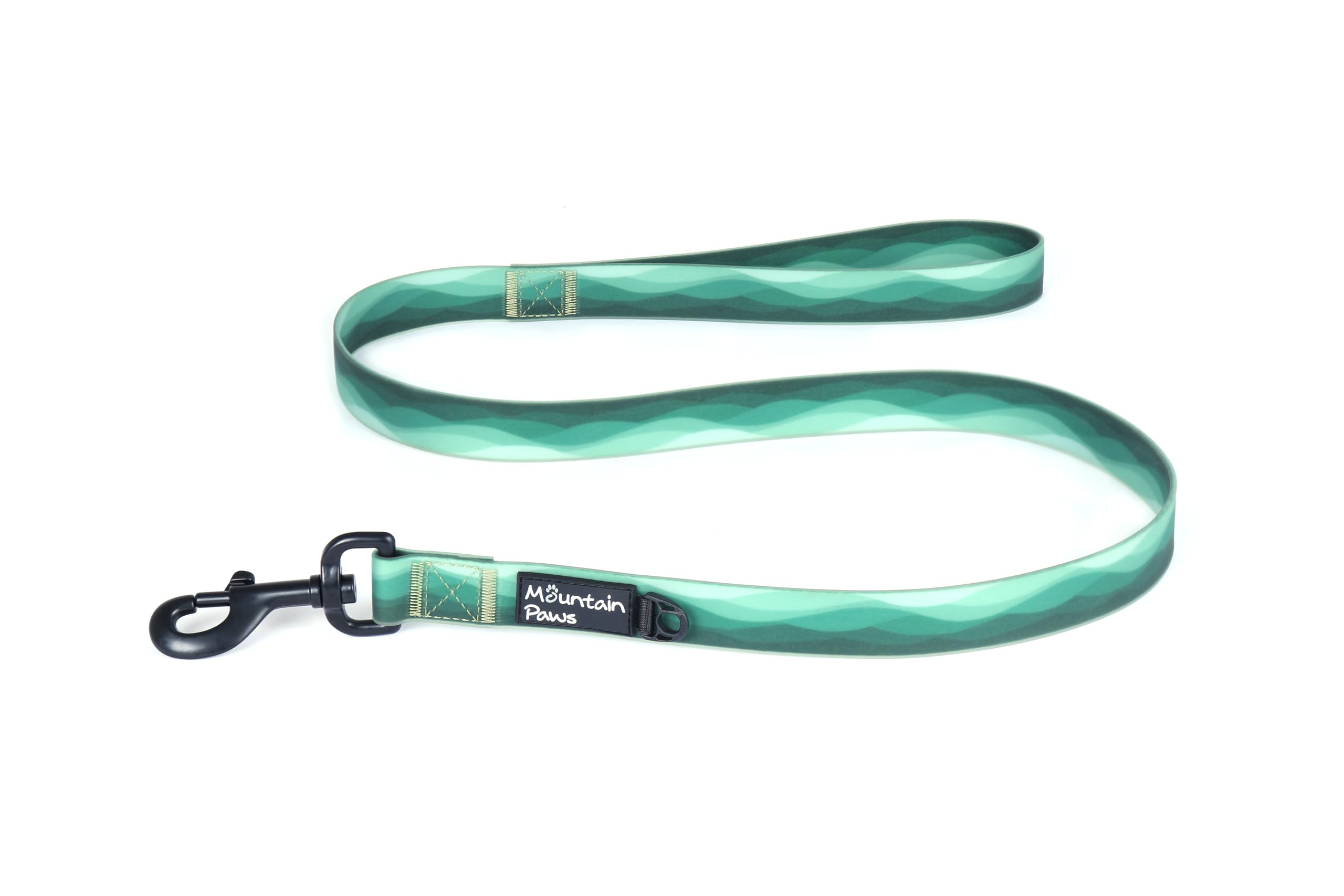 Mountain Paws Waterproof Nylon Dog Lead, 1.15m Heavy Duty Long Leash, Soft PVC Grip, Anti-Odour and Wipe Clean, Green