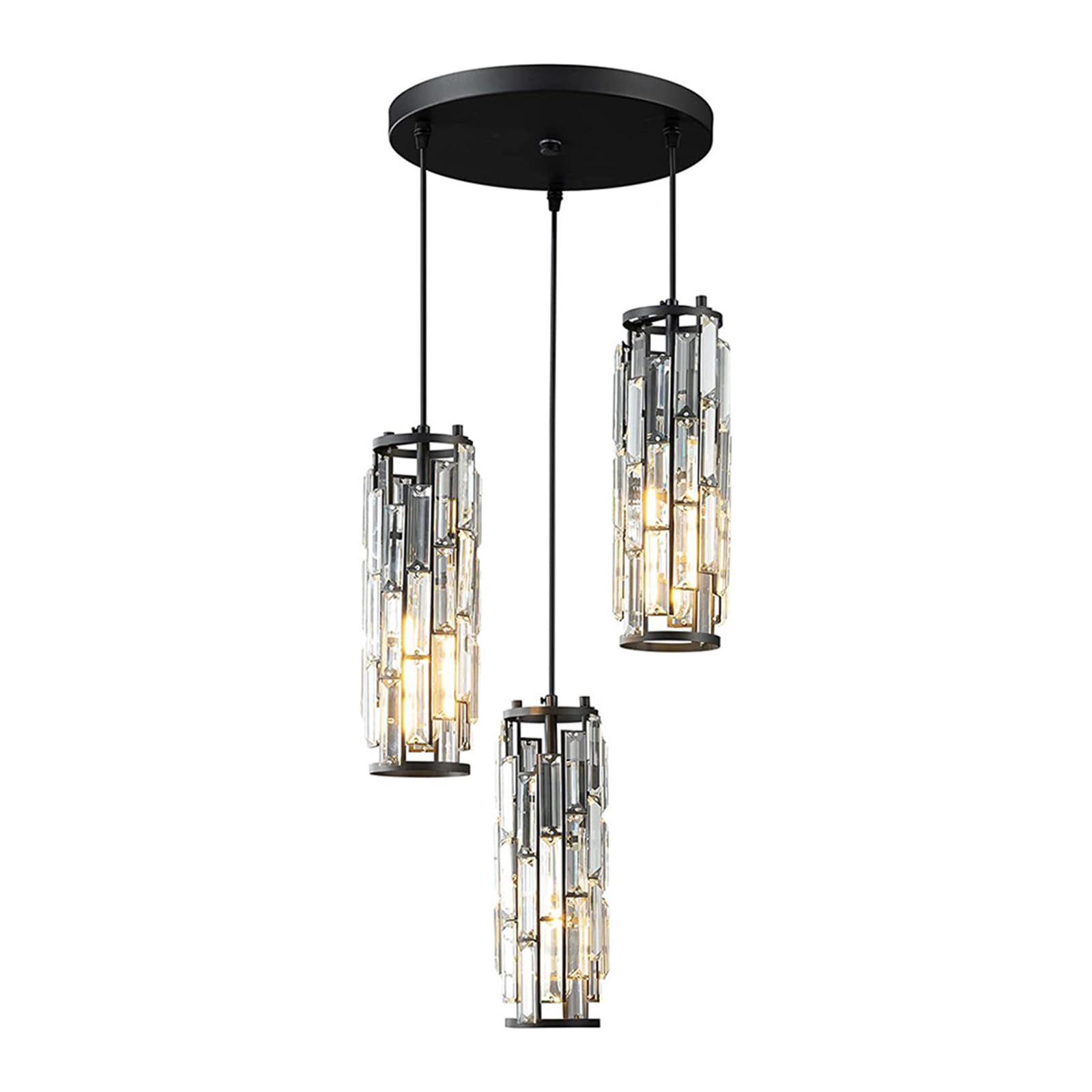 LYMSXAZOU Modern nt Lamp with Adjustable Height Cord E27 Bulb Catible Openwork s eCeiling Light Fixture for Bedroom Dining Room Stairwell Foyer (3 Lights Black)