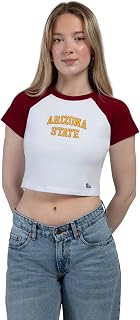 HYPE AND VICE Women's Homerun Cropped Tee – University-Themed Collegiate Fitted Crop Top Baby Tee for Tailgate & Game Day