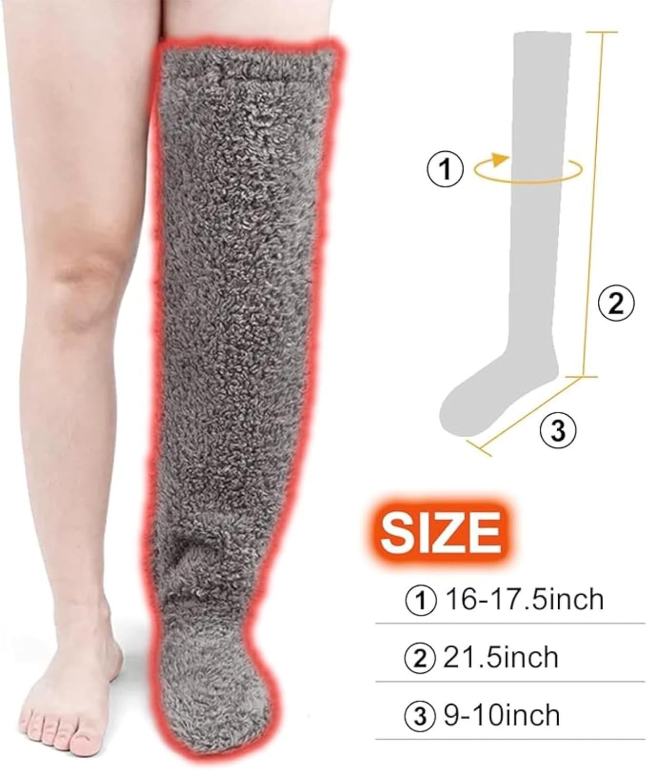 2 Pairs Open-Toe Design Thick Winter Leg Warmers，Long Fuzzy Socks for Women，Over Knee Fuzzy Stockings，Sleeping