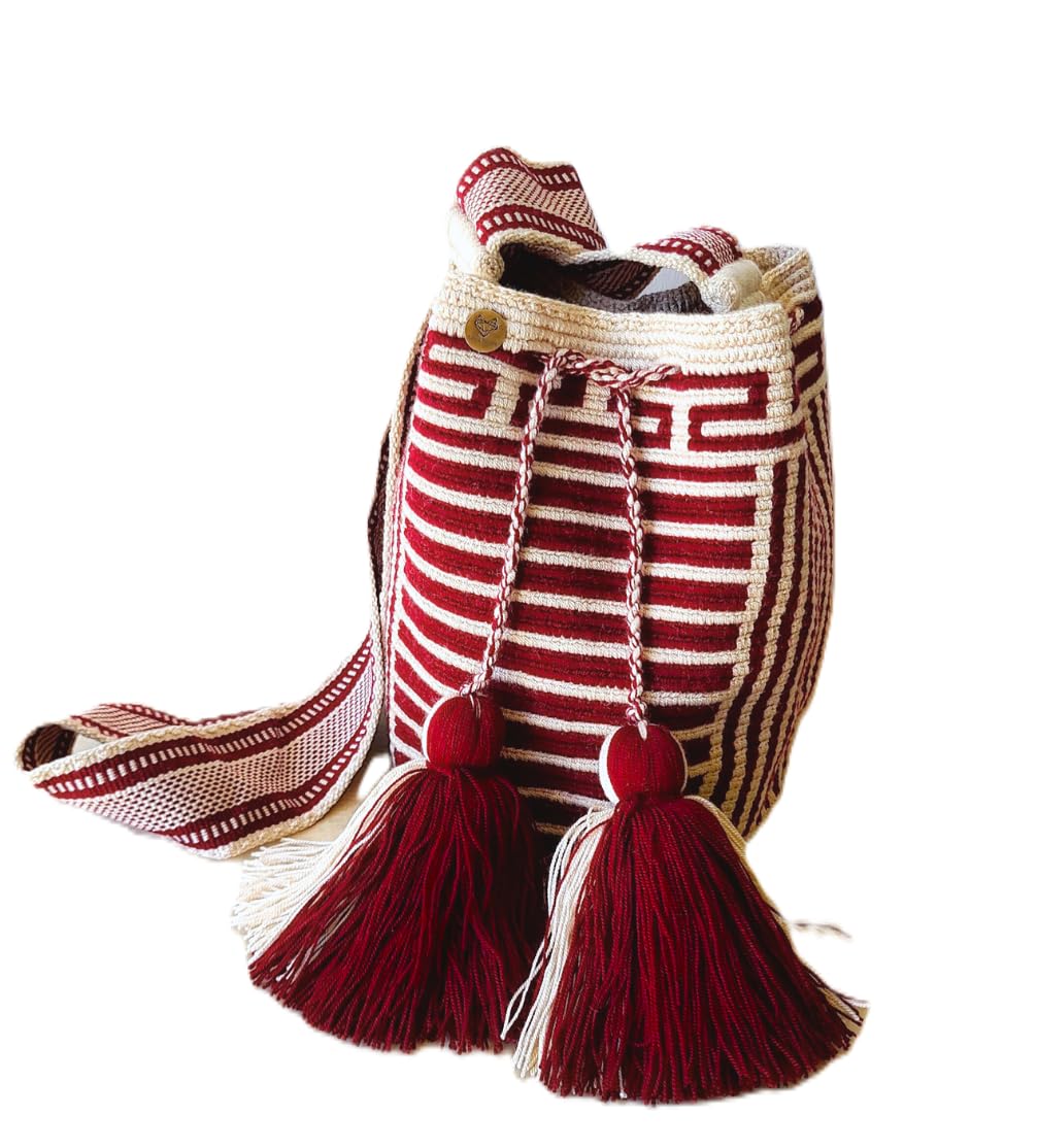 Terra Fusion Wayuu | Bolso Cubo hecho a mano | BORDEALES | Medio, beige