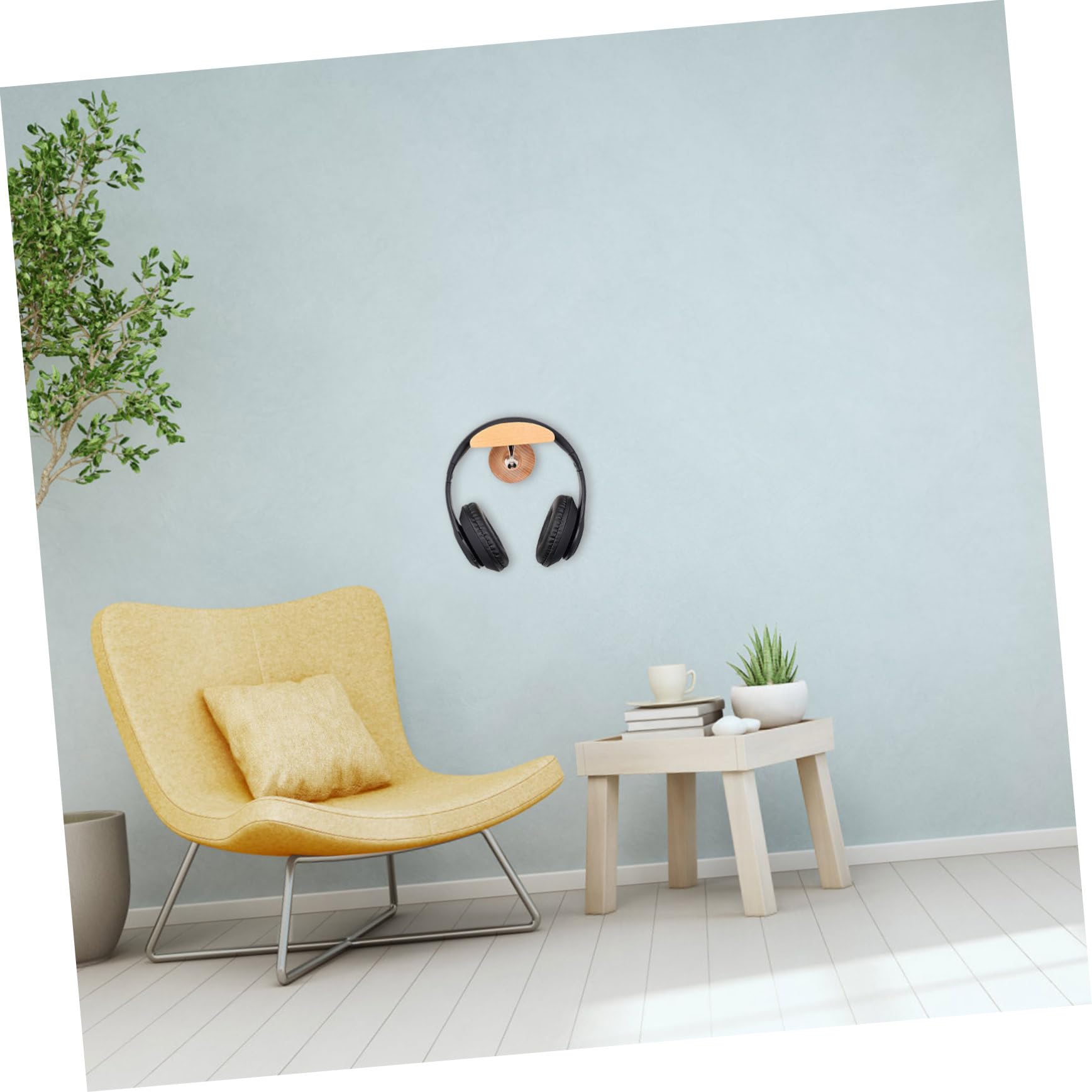 2juegos Soporte para Auriculares De Madera Natural Estante para Auriculares Soporte De Pared Sin Taladros Diseño Práctico y Duradero Color Madera