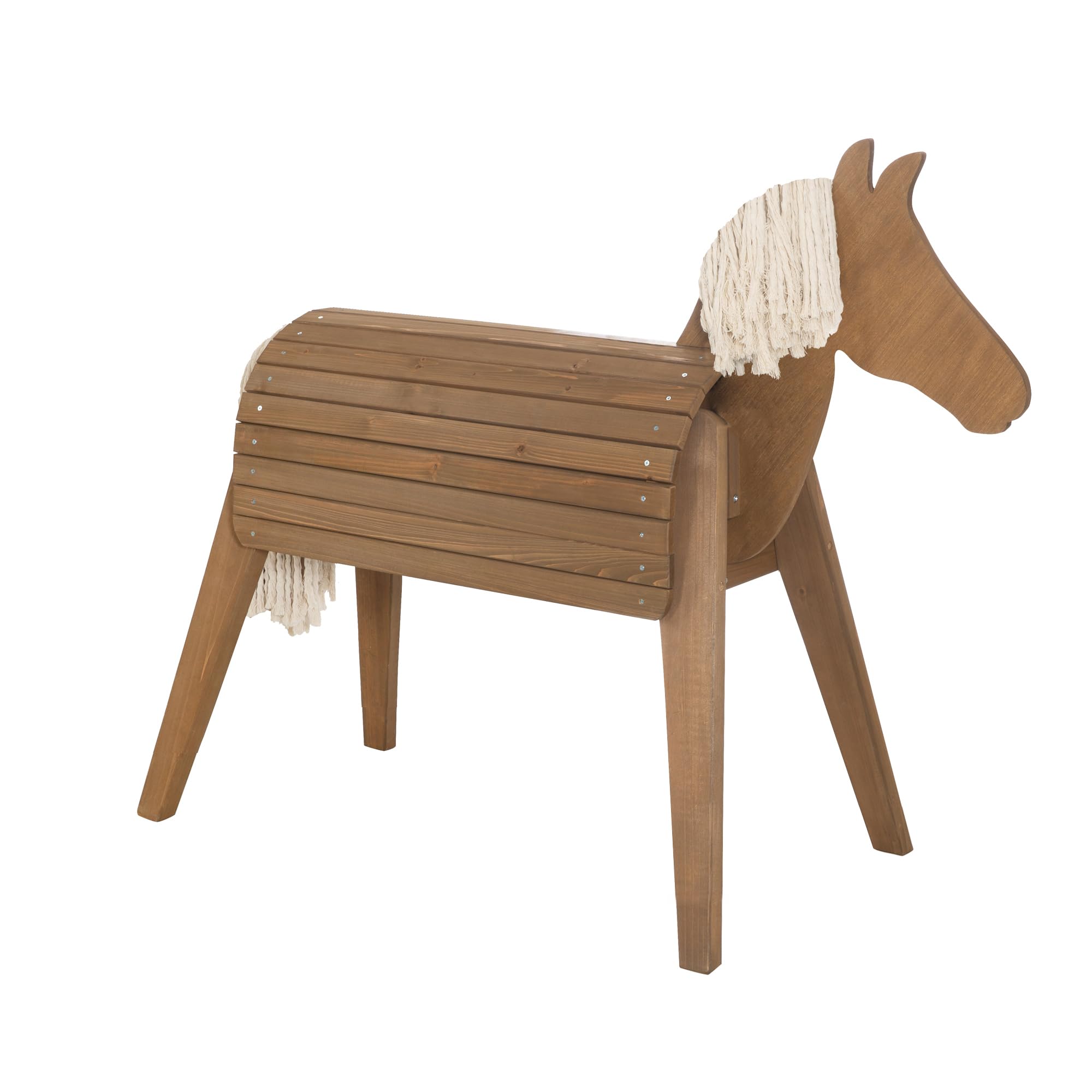 roba Cheval d’extérieur en bois massif - Cheval en bois résistant aux intempéries pour le jardin - Cheval de voltige pour monter, grimper et faire de la gymnastique - En bois durable - Lasuré teck | Jouet en bois durable