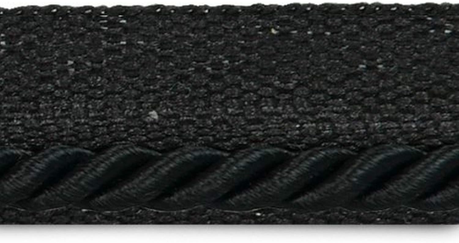 Trims by the Yard Ebony 1/8" Twisted Lip Cord Trim | Black| (20 yard cut)