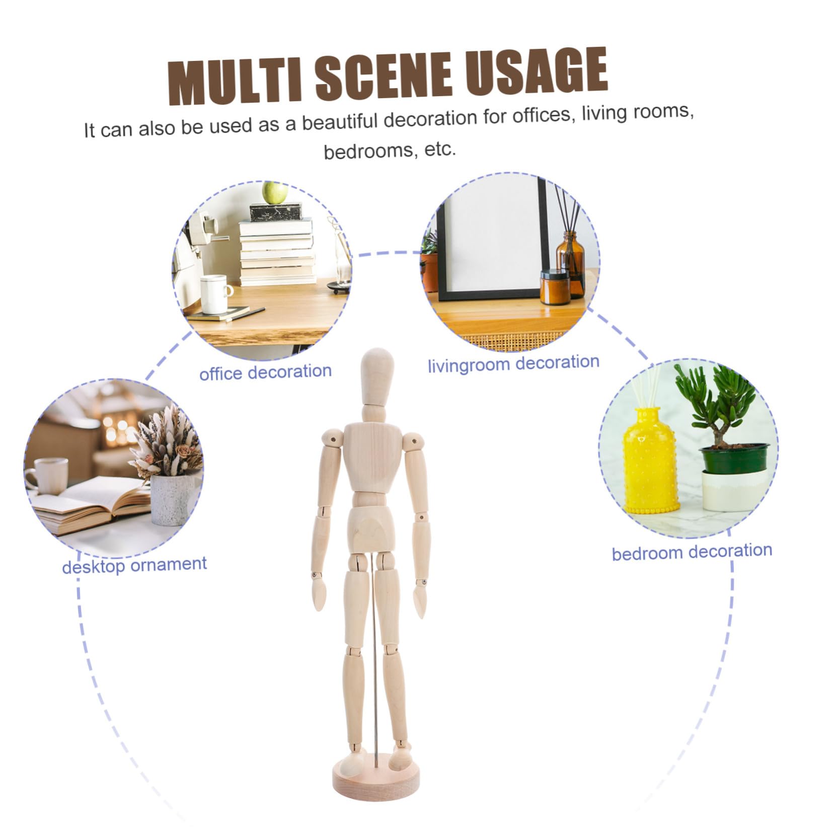 Mannequin Articulé en Bois pour Dessin, Modèle 16 Pouces, Beige