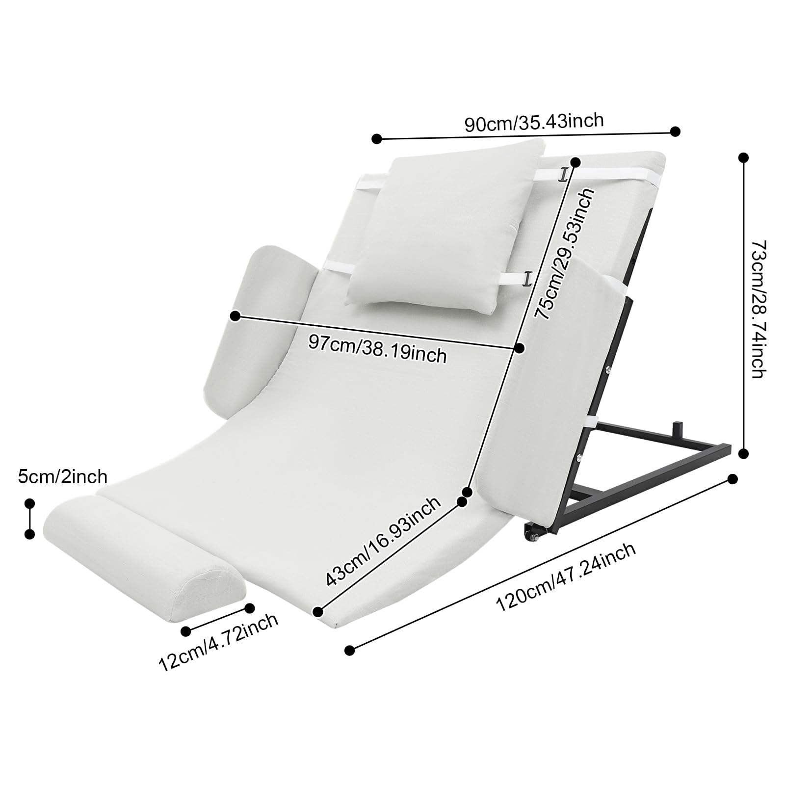 ACLICE Respaldo eléctrico ajustable 10-80° con mando a distancia, 100 kg, soporta 55 W, incluye cojín para medidores de piernas, color blanco, para ancianos, enfermería