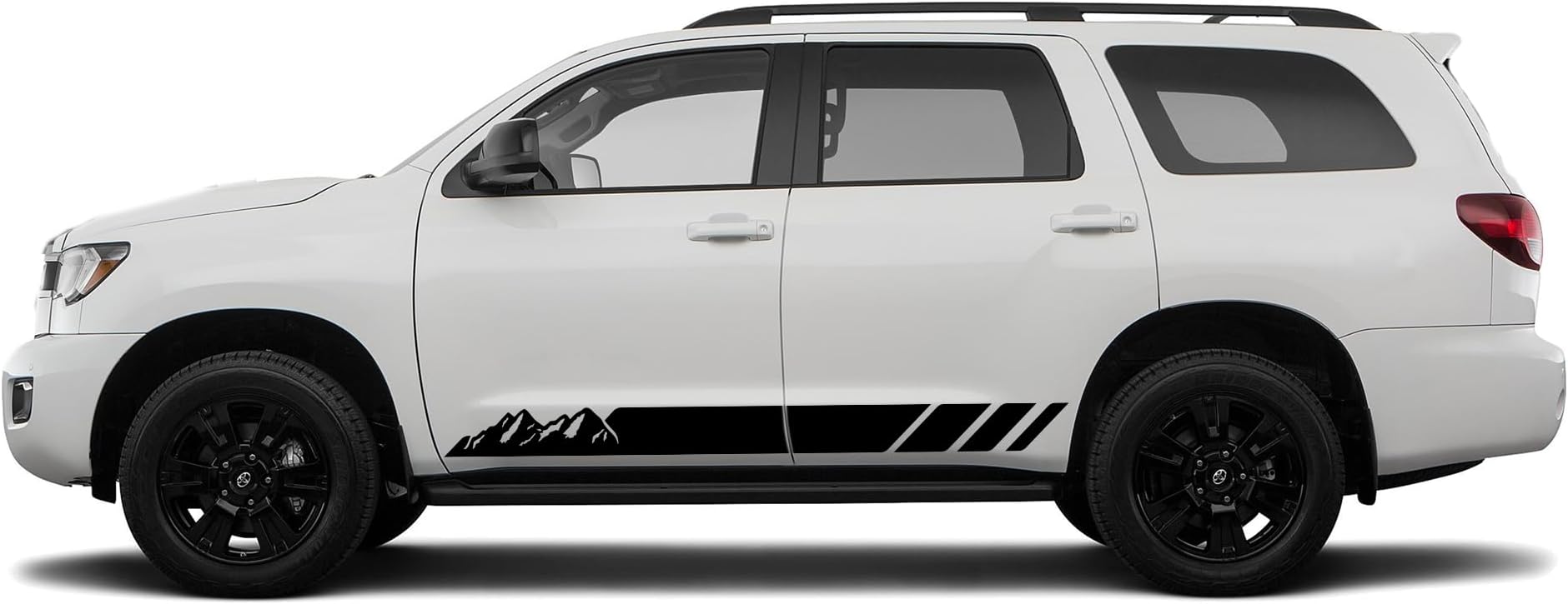 Lower Mountain line Stripe Graphics Stickers Decals Compatible with Toyota Sequoia (2nd Gen (2008-2022), Matte Black)
