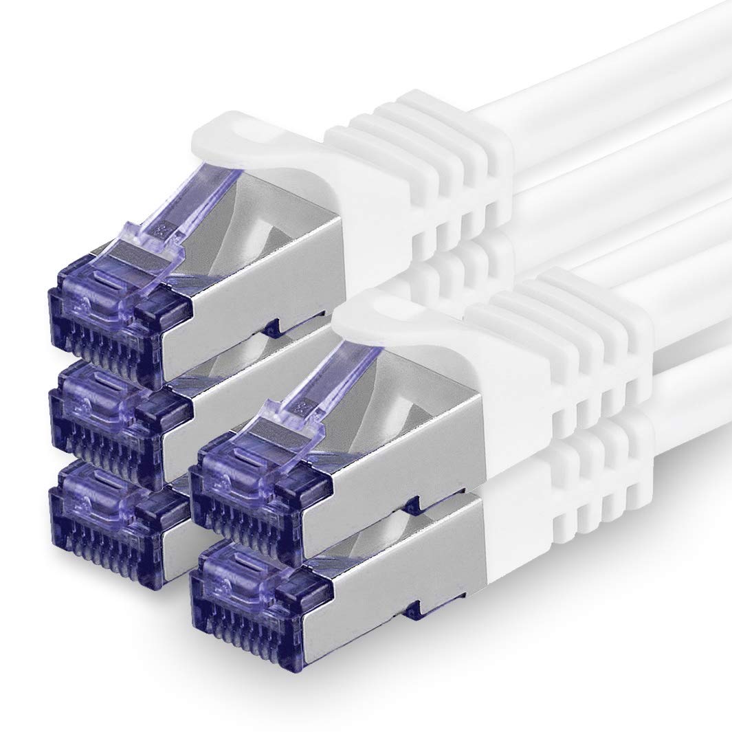 1aTTack.de 5X 2.0 M CAT7 Netzwerkkabel - 10 Gigabit - RJ45 Patchkabel Ethernet Kabel (SFTP PIMF LSZH CU) - für DSL LAN Switch Modem Router Patchpanel CAT7 CAT6 CAT5 - weiß